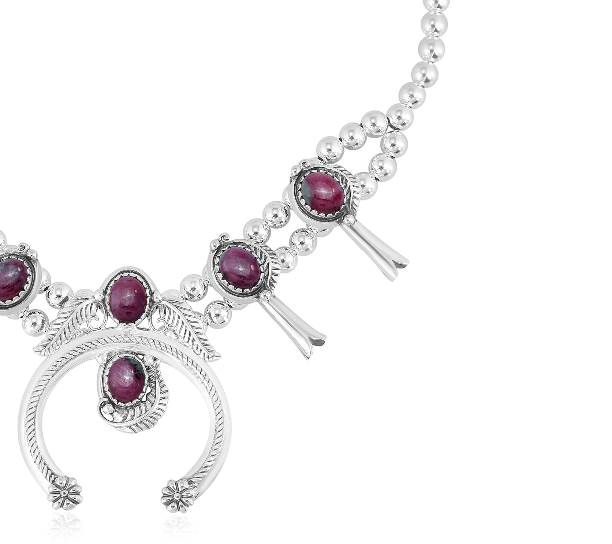 American West Sterling Silver Ruby Zoisite Blossom Necklace