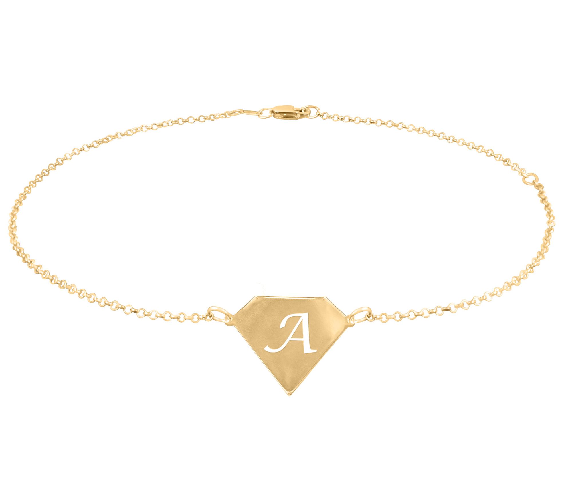 Personalized 14K Gold Plated Cut Out Initial Ankle Bracelet