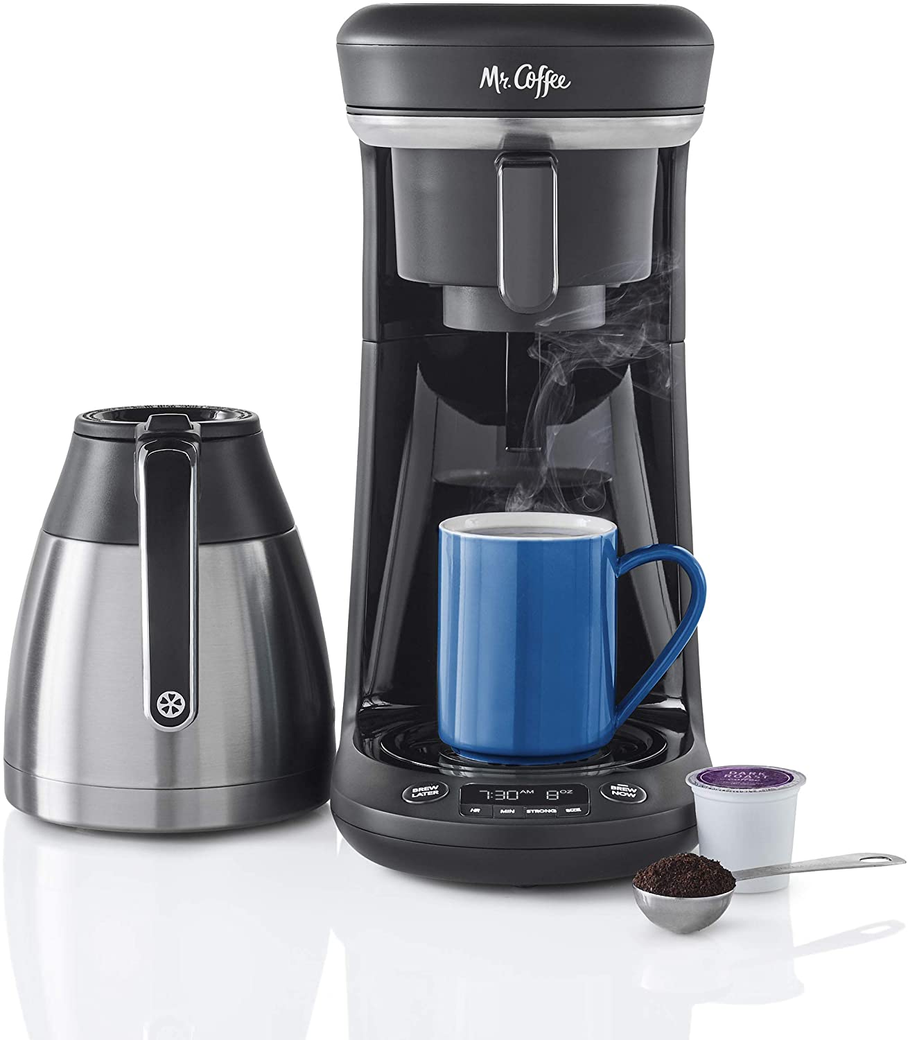 Mr. Coffee® Pod + 10-Cup Space-Saving Combo Brewer, Black