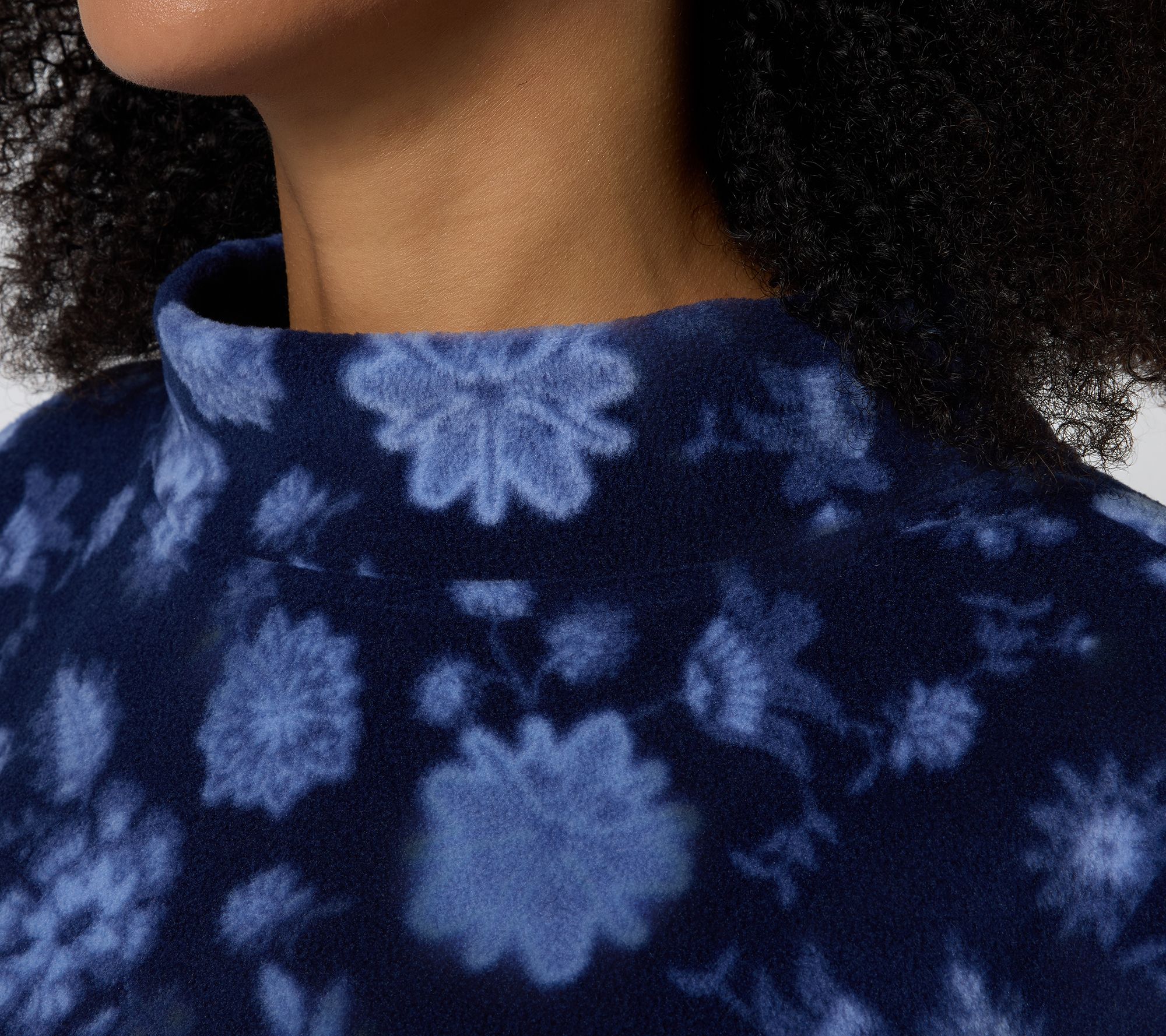 Denim & Co. Printed or Solid Fleece Funnel Neck Top