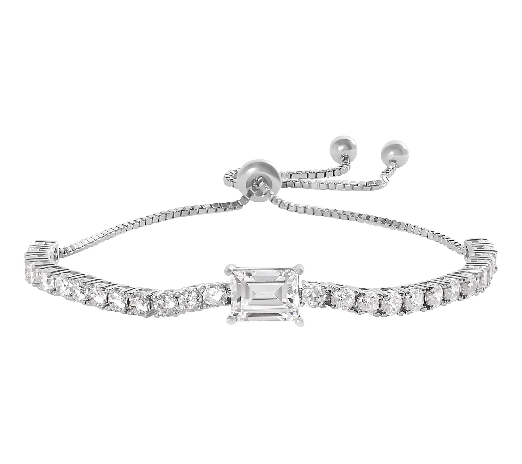 Diamonique 4.60 cttw Adjustable Bracelet, Sterling Silver