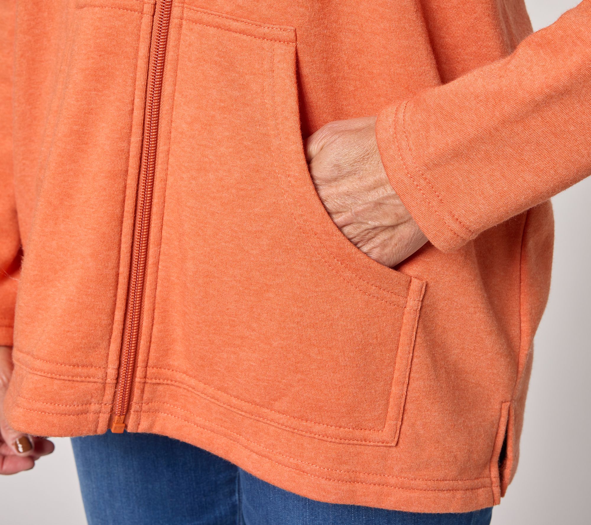 Belle by Kim Gravel Sponge Fleece Zip Front Hooded Jacket