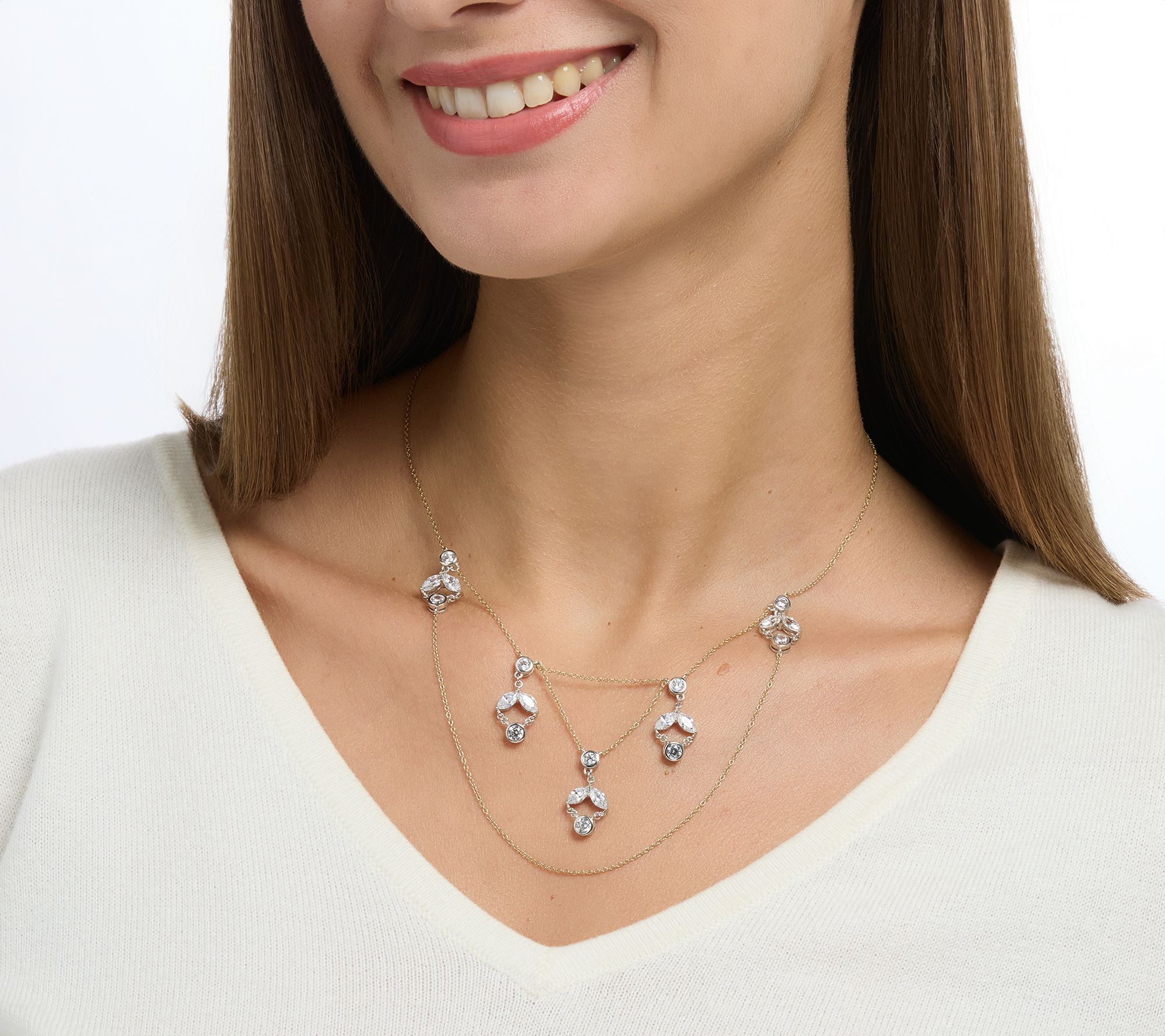 Diamonique x Lulu Frost Chandelier Necklace, Sterling Silver