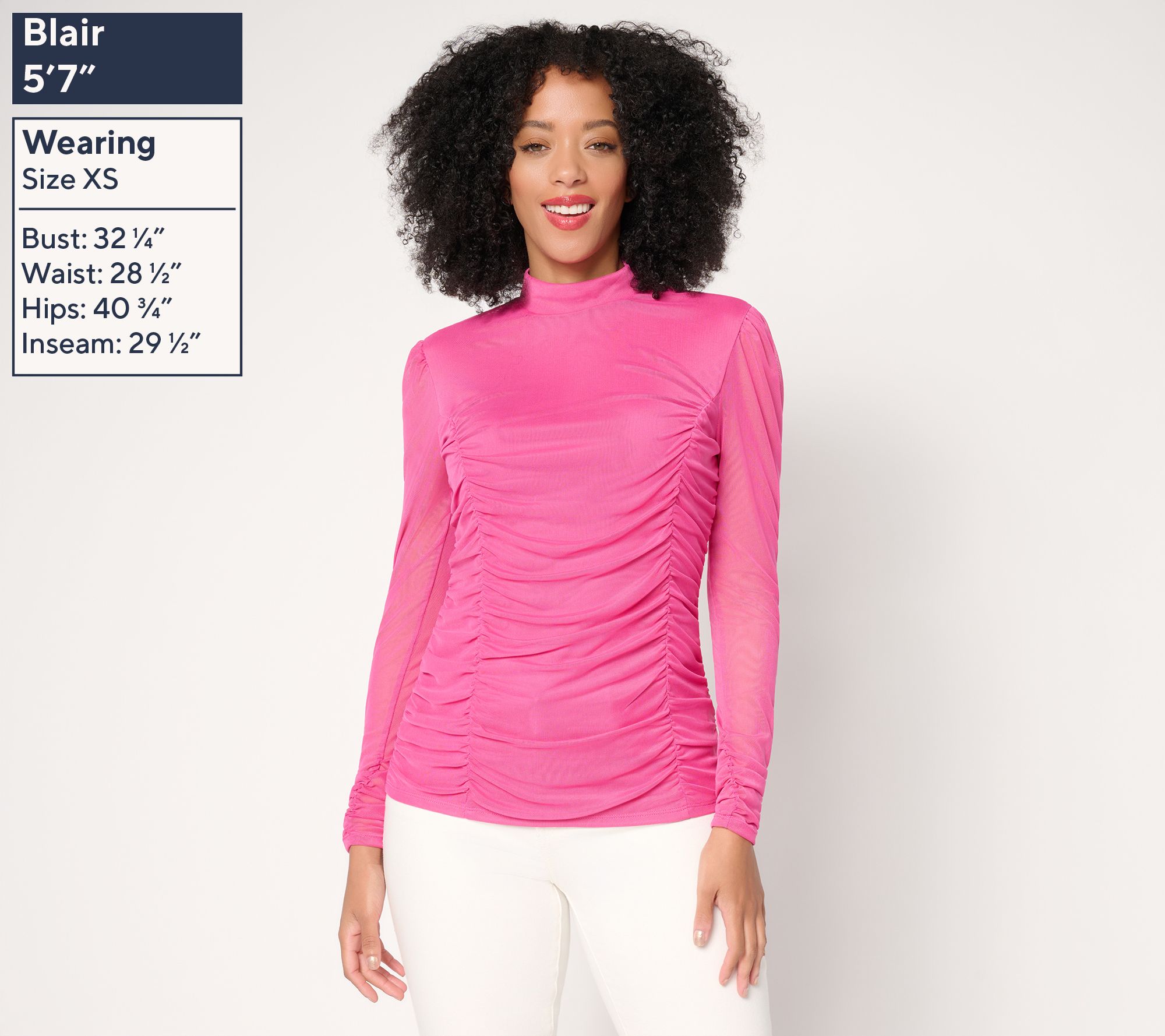 Mally Roncal Illusion Ruched Mock Neck Top