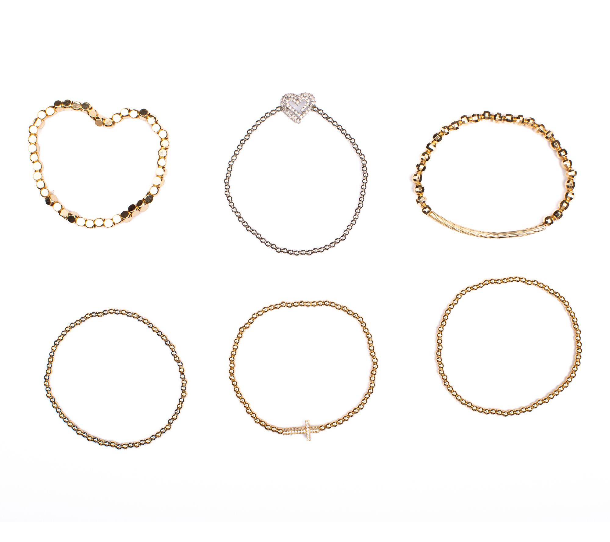 Zaxie x Stefanie Taylor Two-Tone Stacking Stretch Bracelet Set