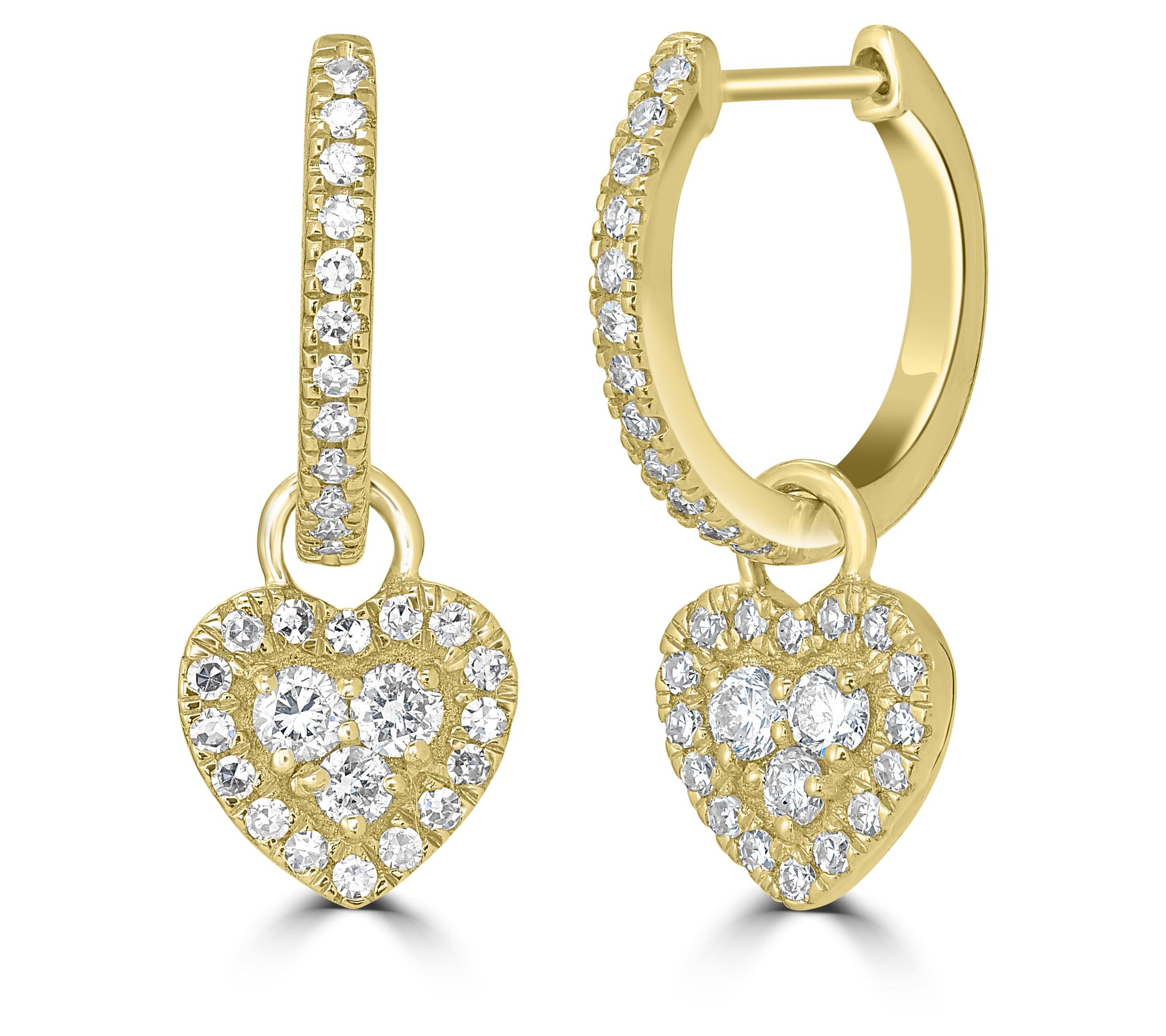 Affinity Diamonds 0.35 cttw Heart Charm Hoop Earrings,14K Gol