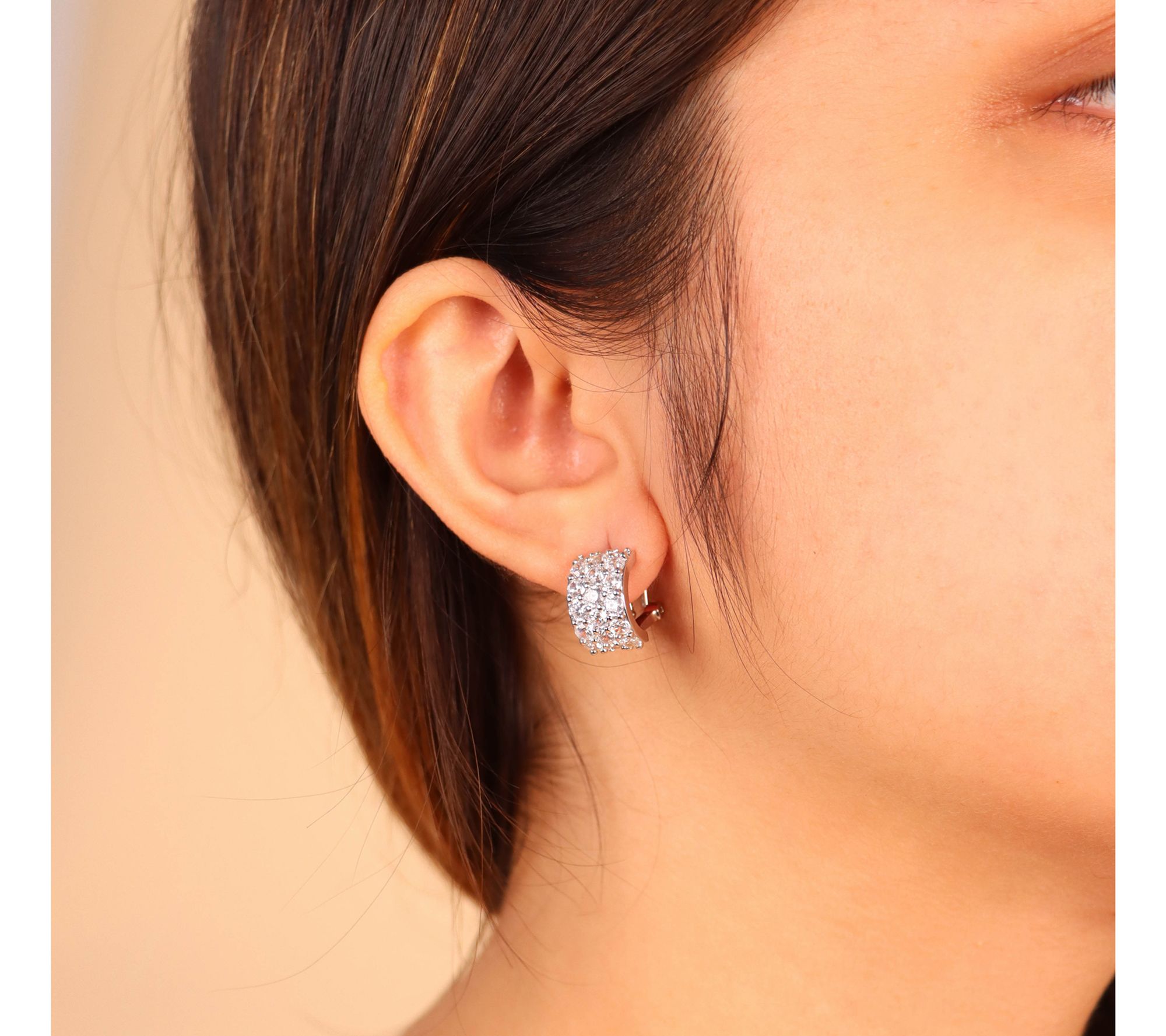 Diamonique X Bronzo Italia Huggie Hoop Earrings