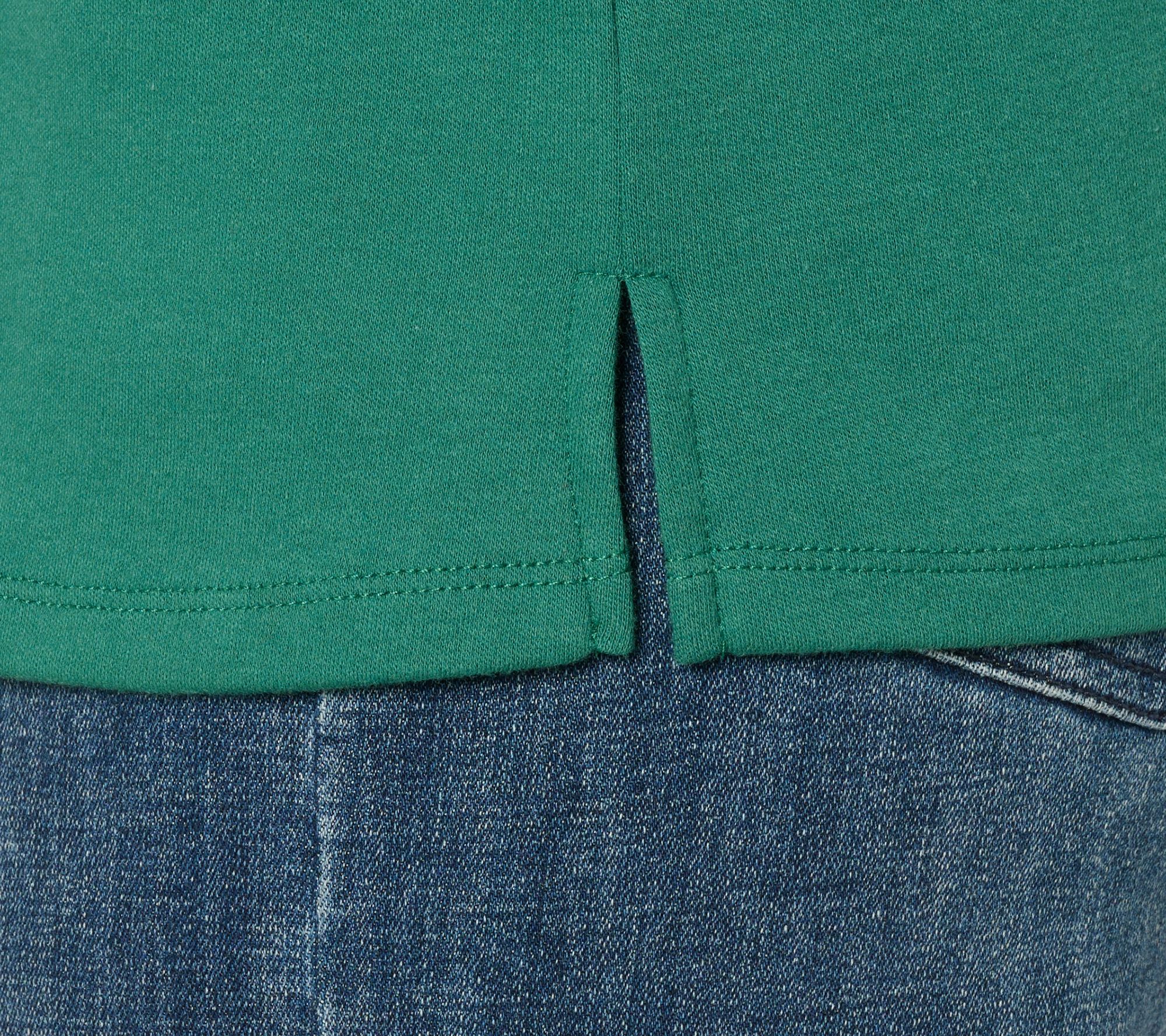 Quacker Factory Punch Needle 3/4 Sleeve Christmas Tree Top