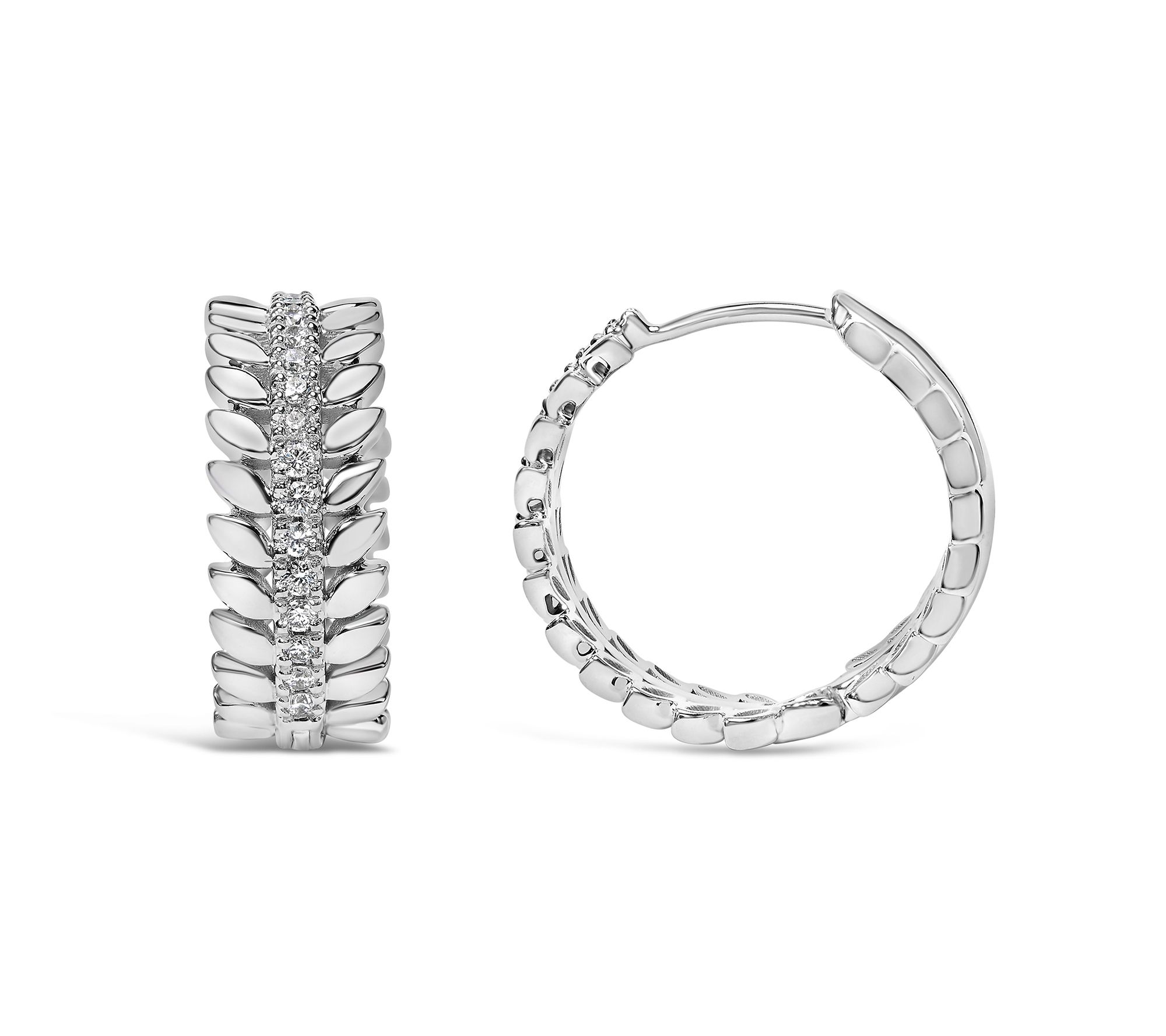 Haus of Brilliance Lab-Grown Diamond Leafy Hoop Earrings, 14K