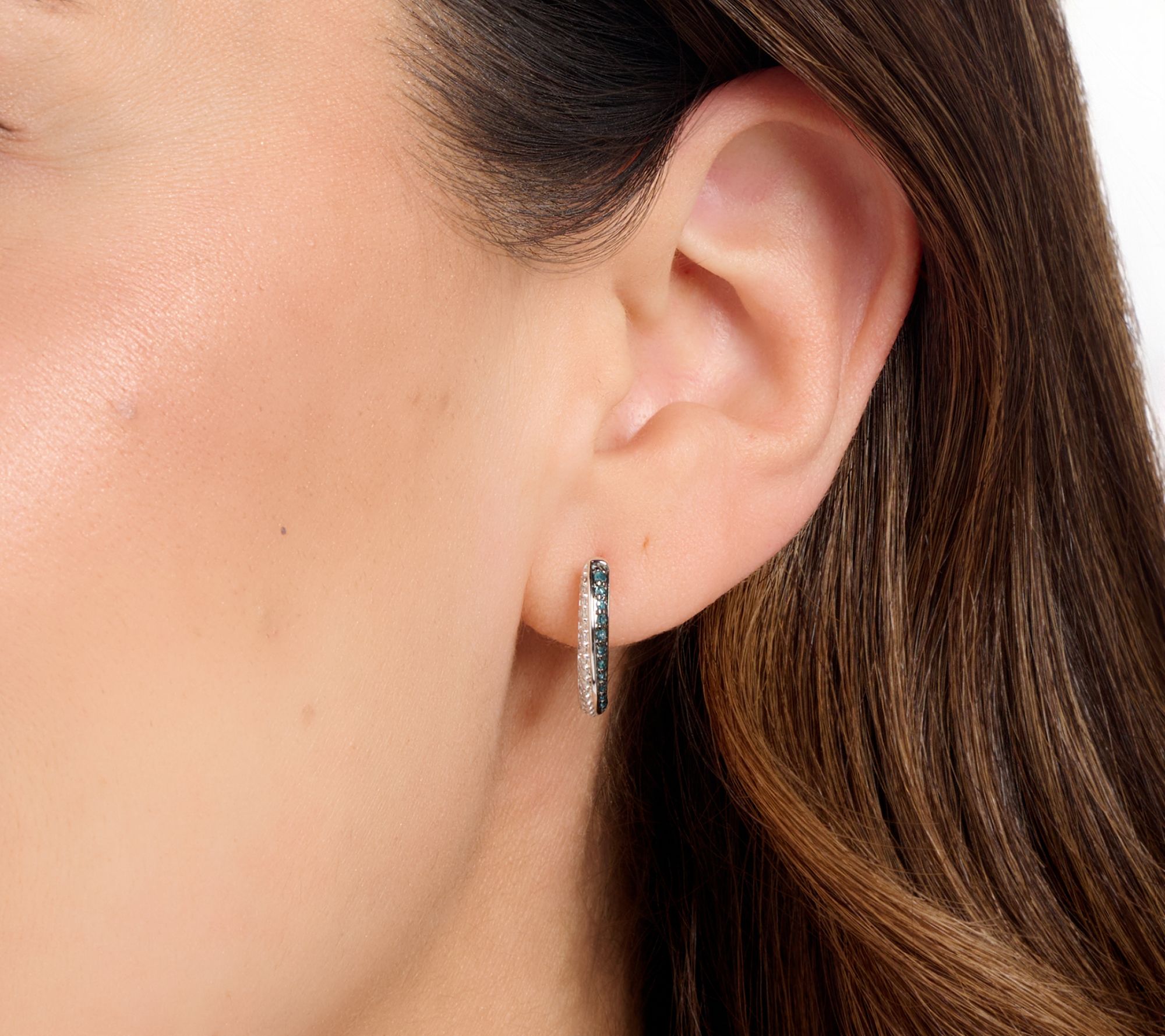 Affinity Diamonds Half & Half Huggie Hoop Earrings, Sterling Silver