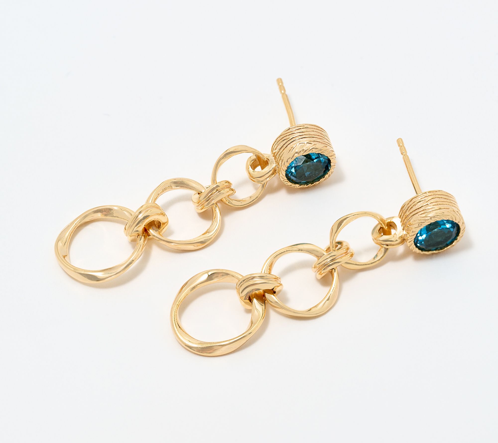 Christian James by Scott Grimes 14K Gold Clad Gemstone Ripple Circle Earrings