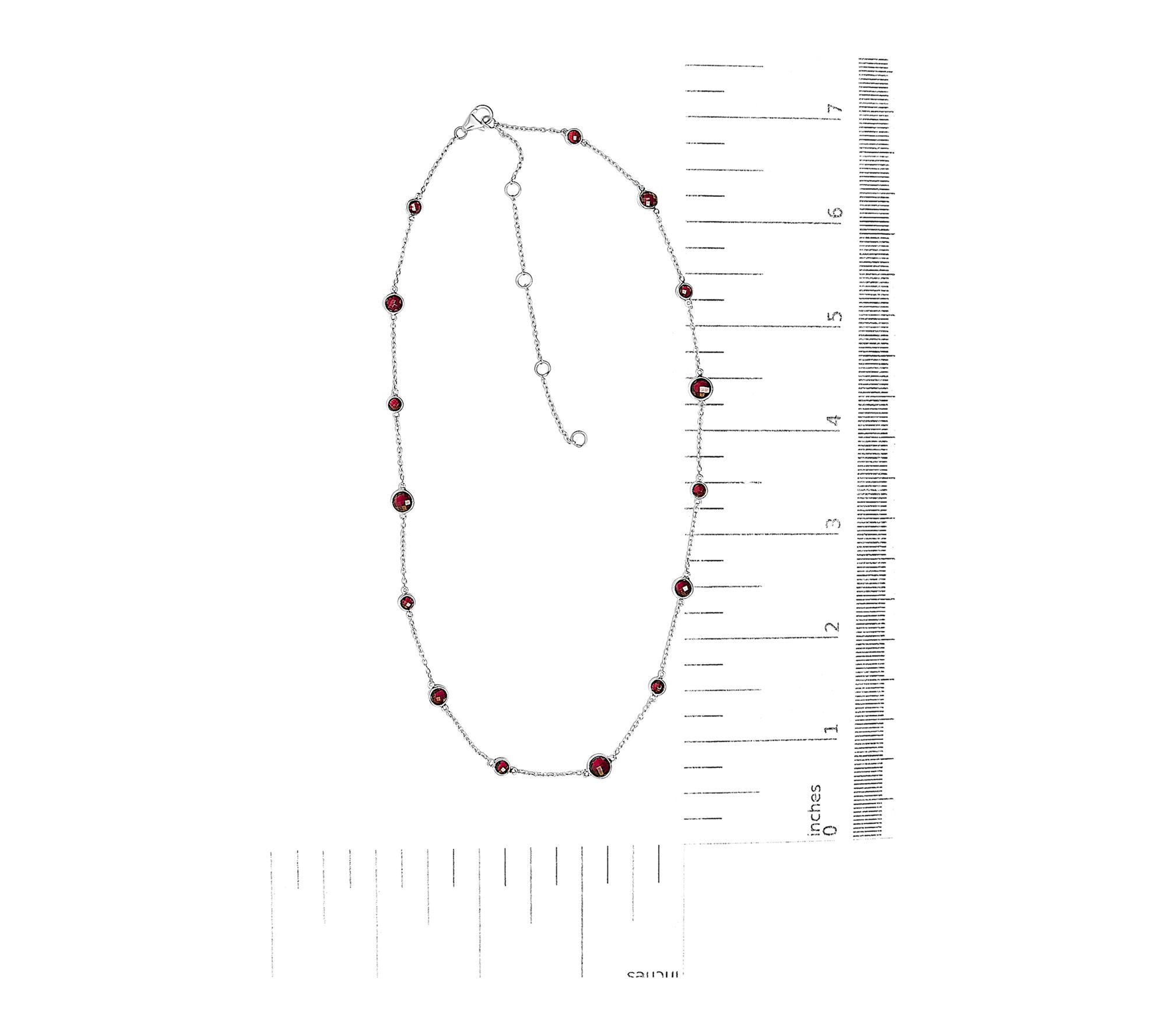 Haus of Brilliance Red Garnet Station Necklace,Sterling