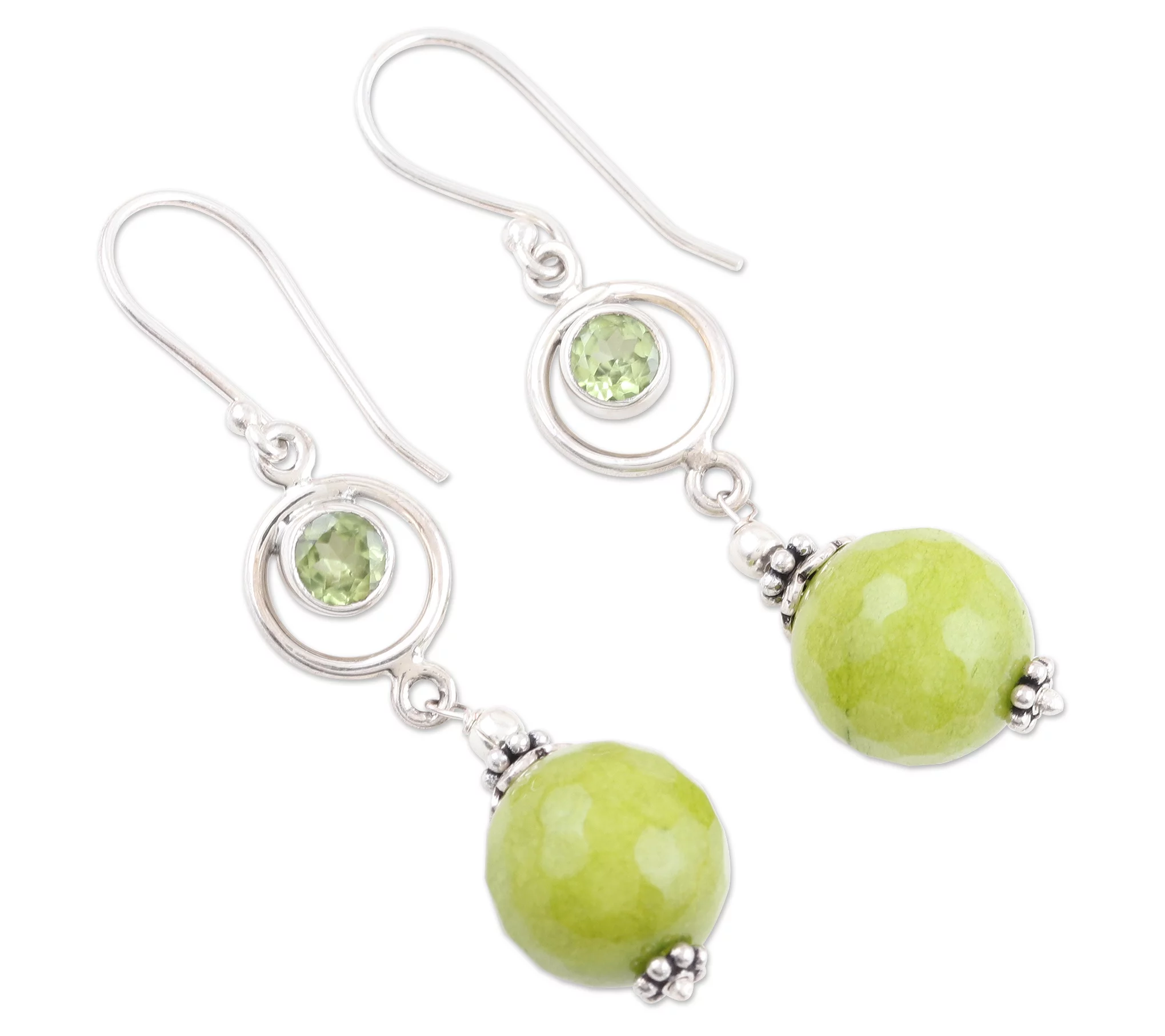 Novica Sterling Agate and Peridot Earrings