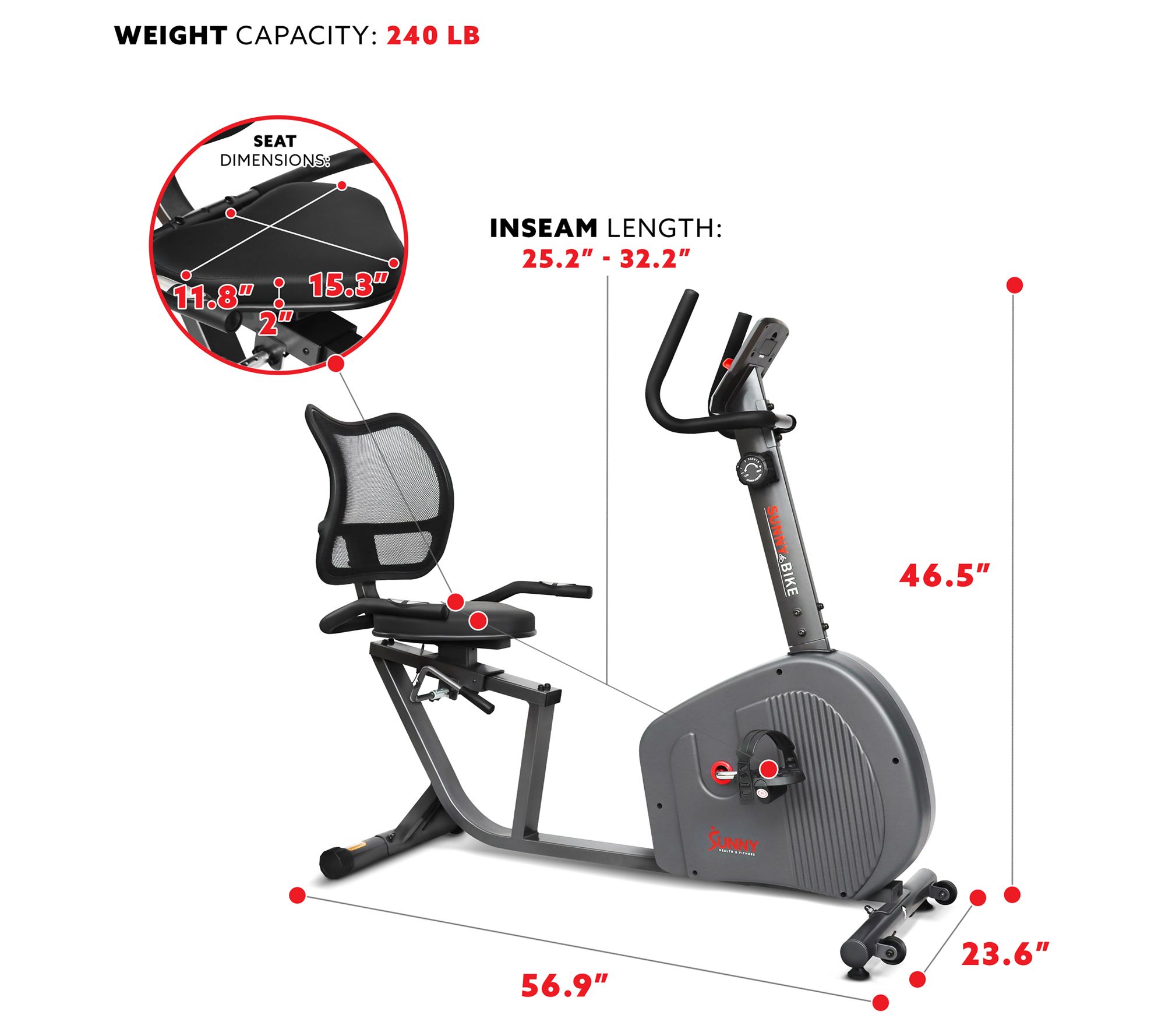 Sunny Health & Fitness Endurance Series Smart Recumbent Bike