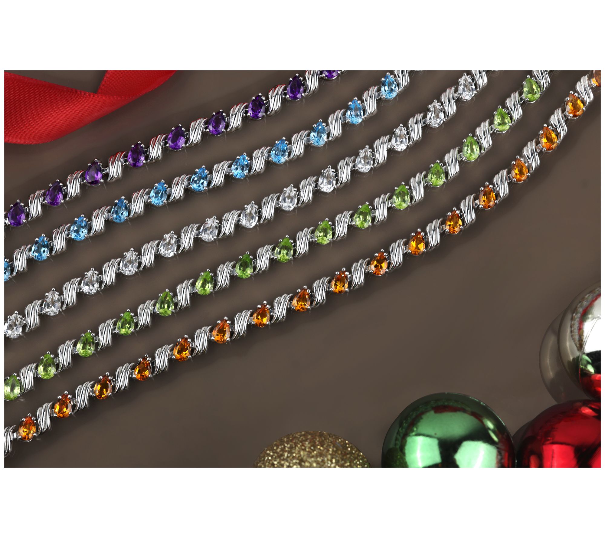 Christian James by Scott Grimes Sterling Silver Ripple Gemstone Tennis Bracelet