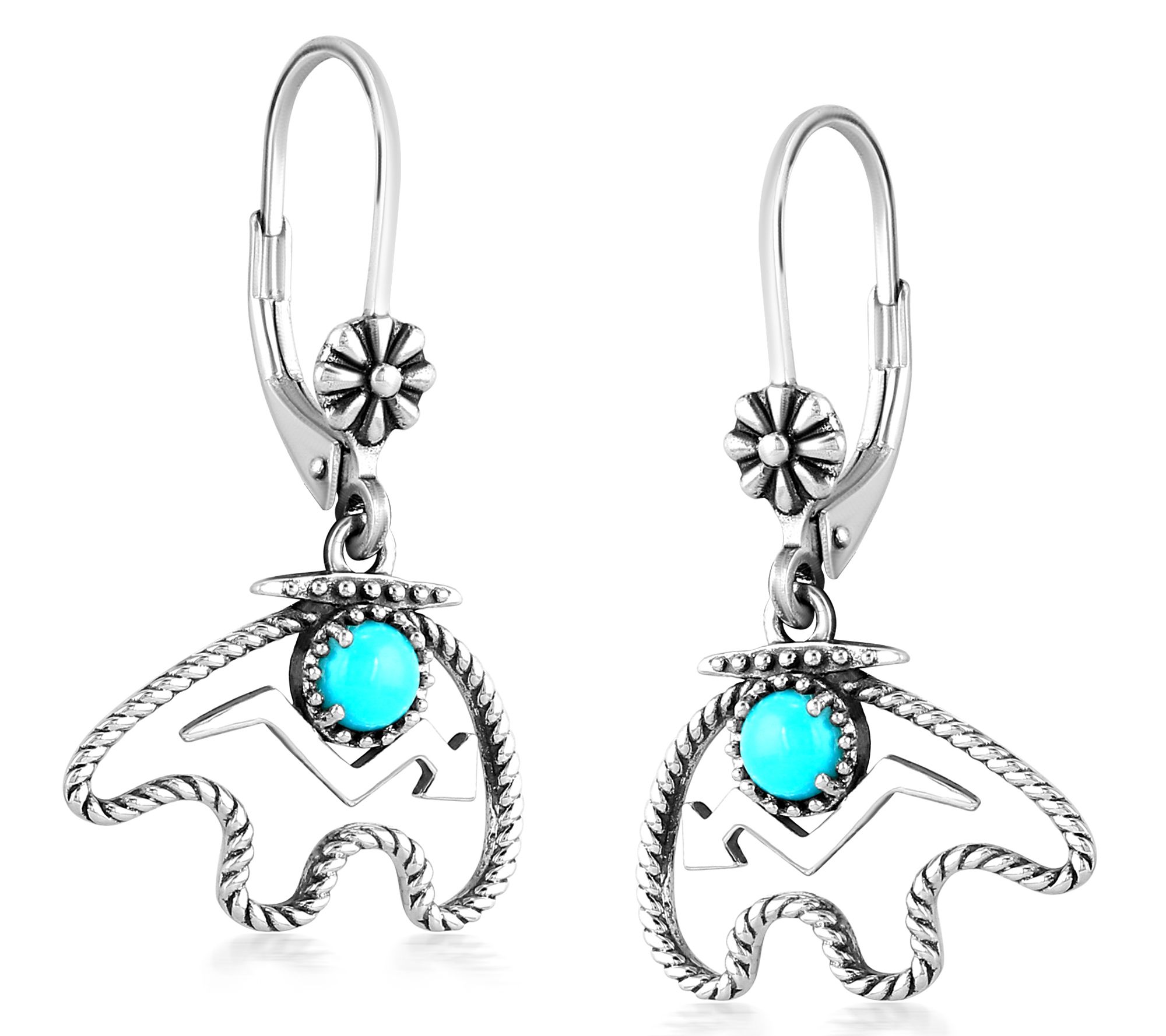 American West Sterling Gemstone Bear Lever BackEarrings