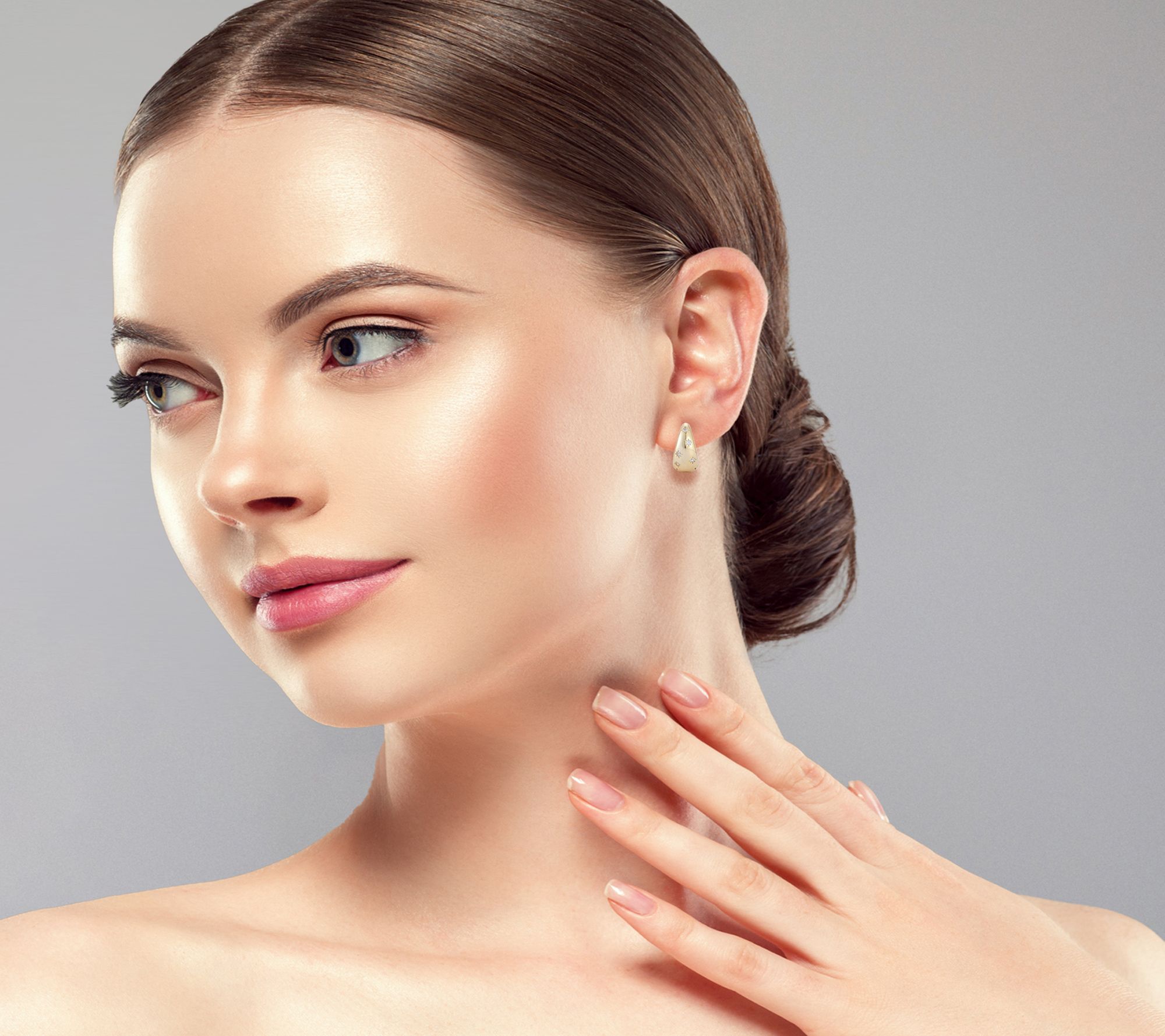 Sterlina Silver Starry Chunky Hoop Earrings, Sterling