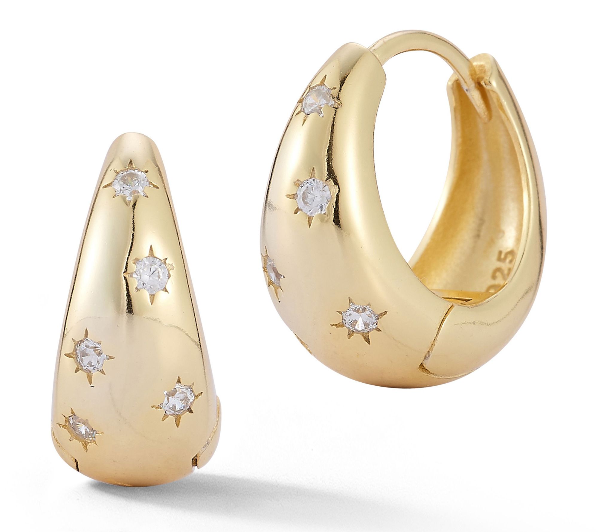 Sterlina Silver Starry Chunky Hoop Earrings, Sterling