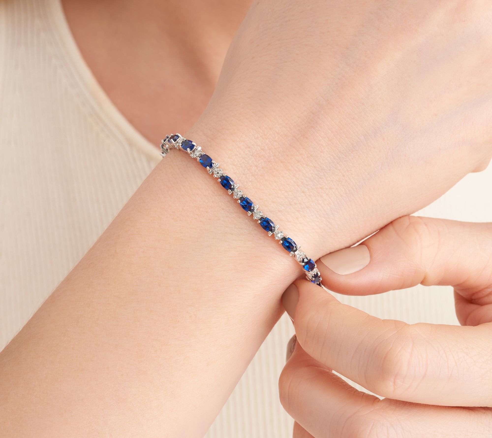 Affinity Gems Oval Gemstone Tennis Bracelet, Sterling Silver