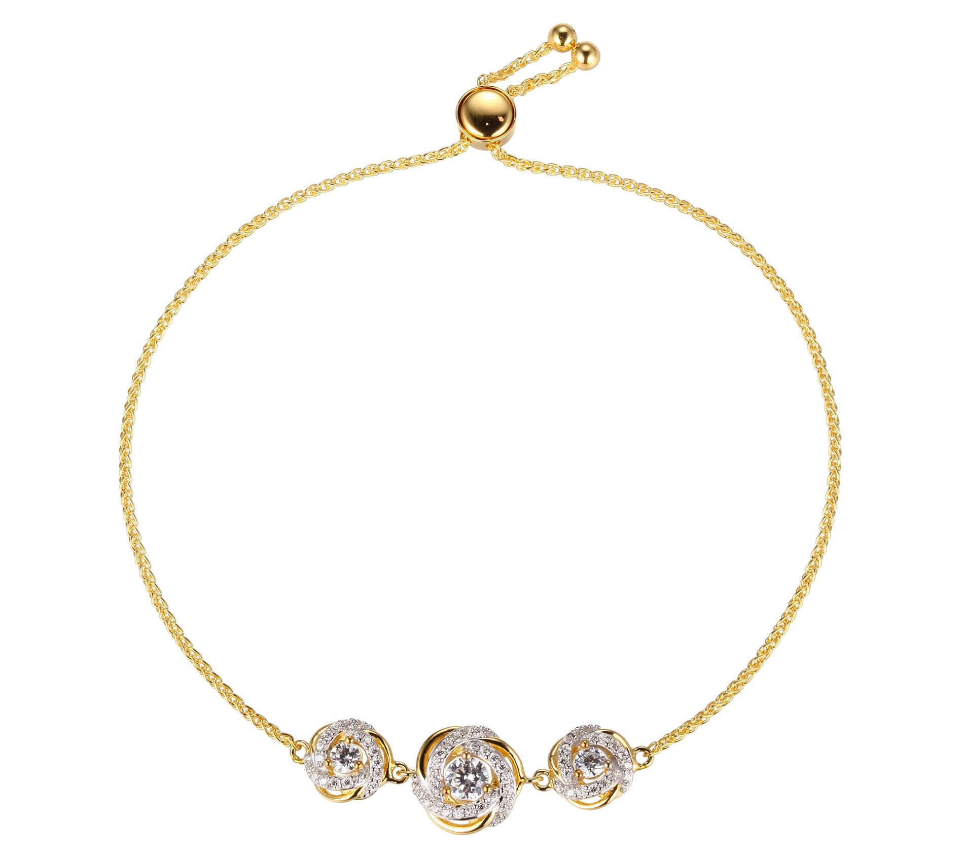 Diamonique Love Knot Bracelet & Earring Set, 18Gold Clad