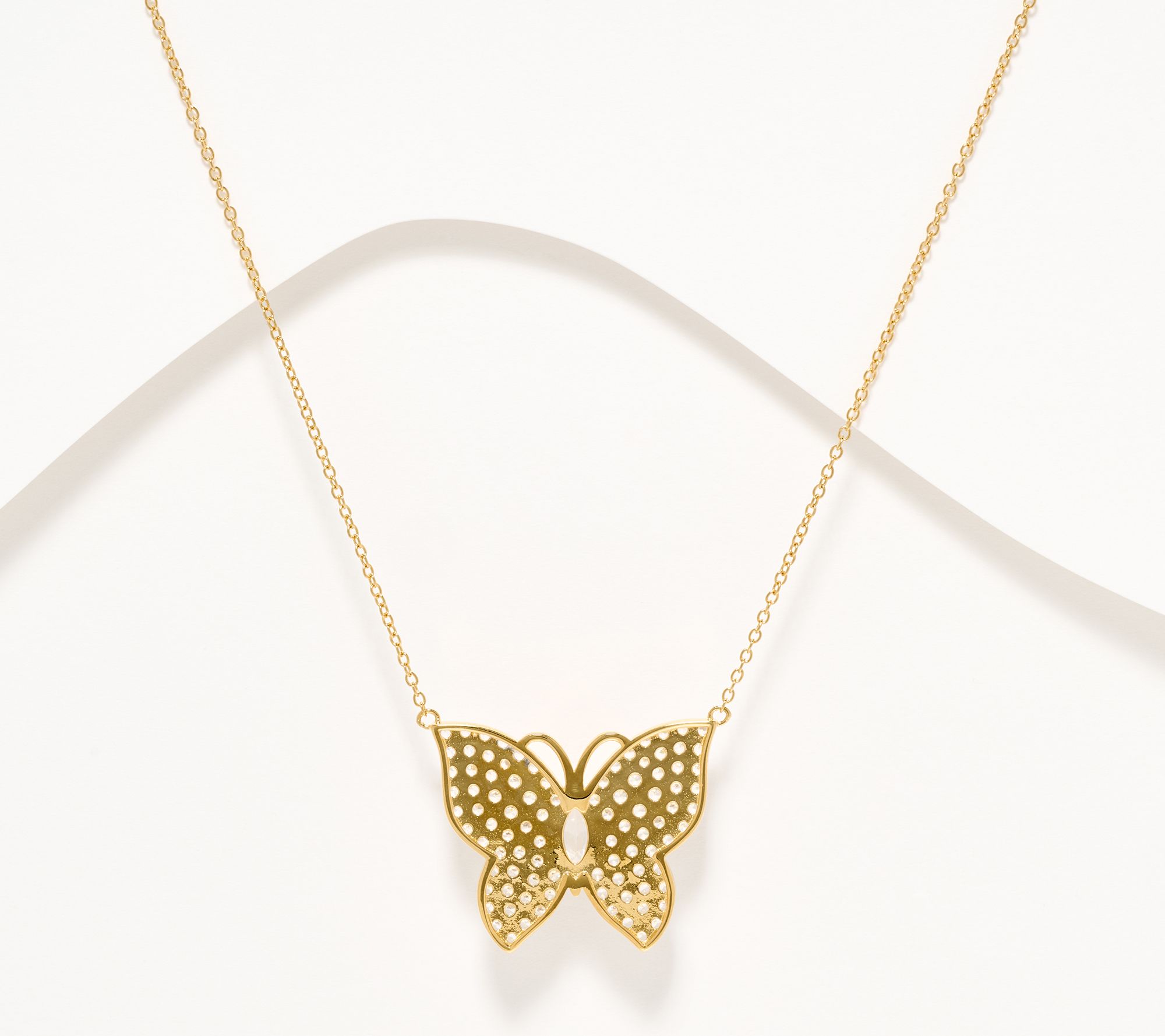 Diamonique x Jennifer Miller Pave Butterfly Necklace, Sterling Silver