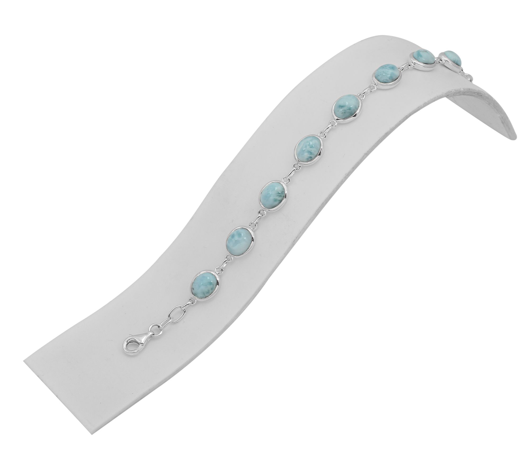 Affinity Gems Larimar Station Bracelet , Sterling Silver