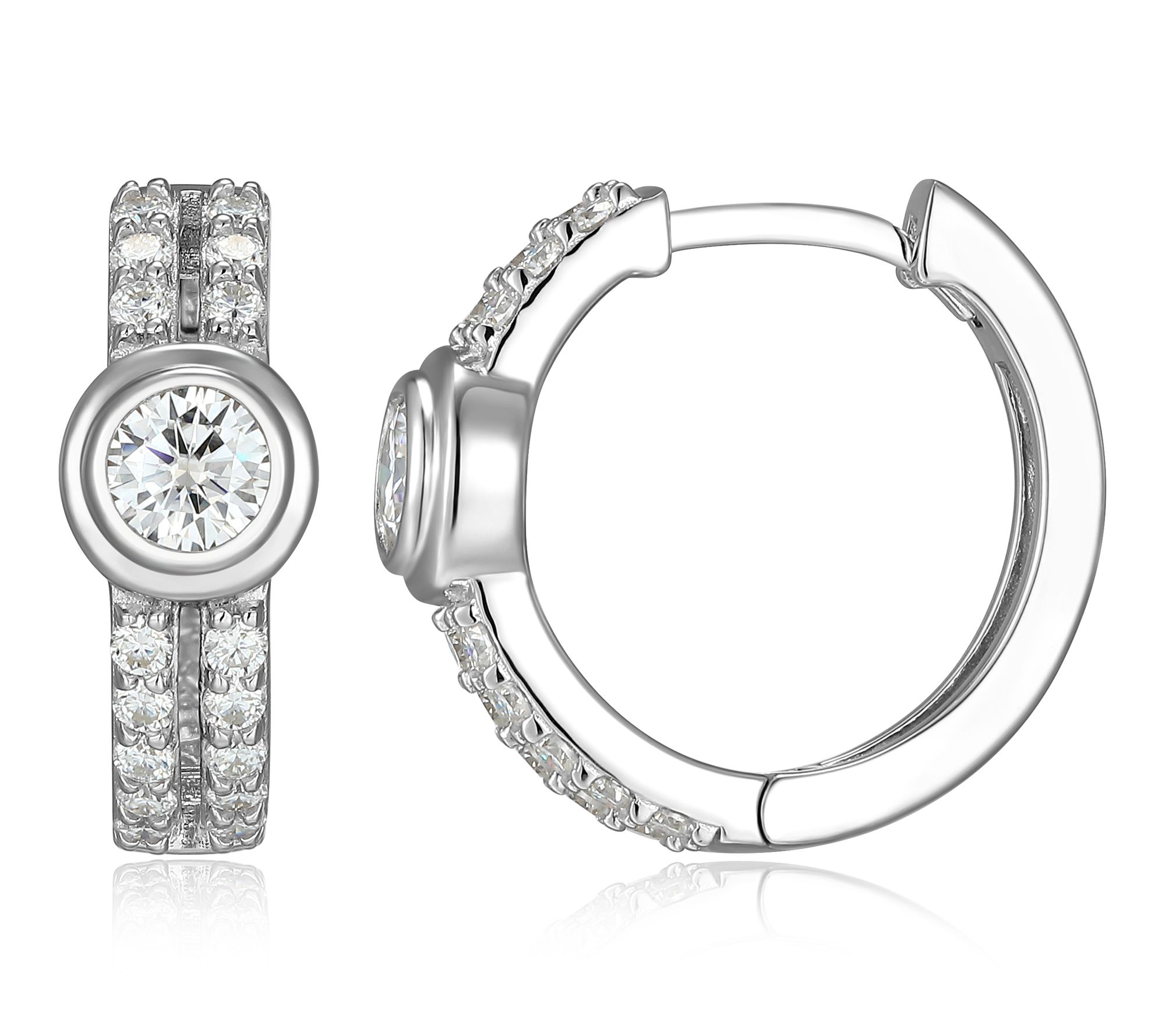 Moissanite 0.80 cttw Hoop Earrings, Sterling Silver