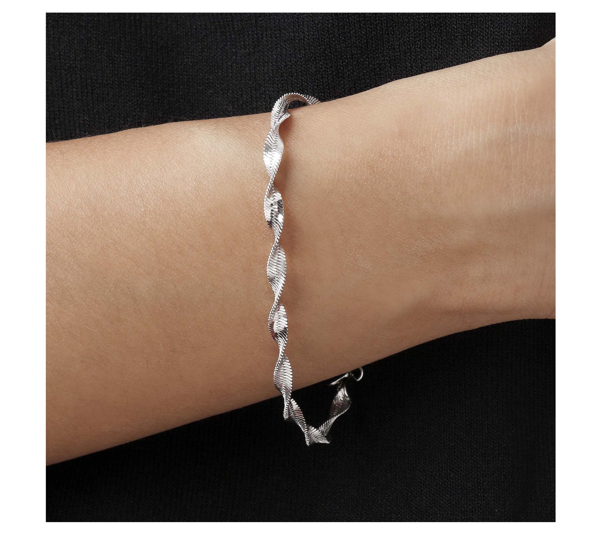 Bronzo Italia 18K Plated Twisted Herringbone Chain Bracelet