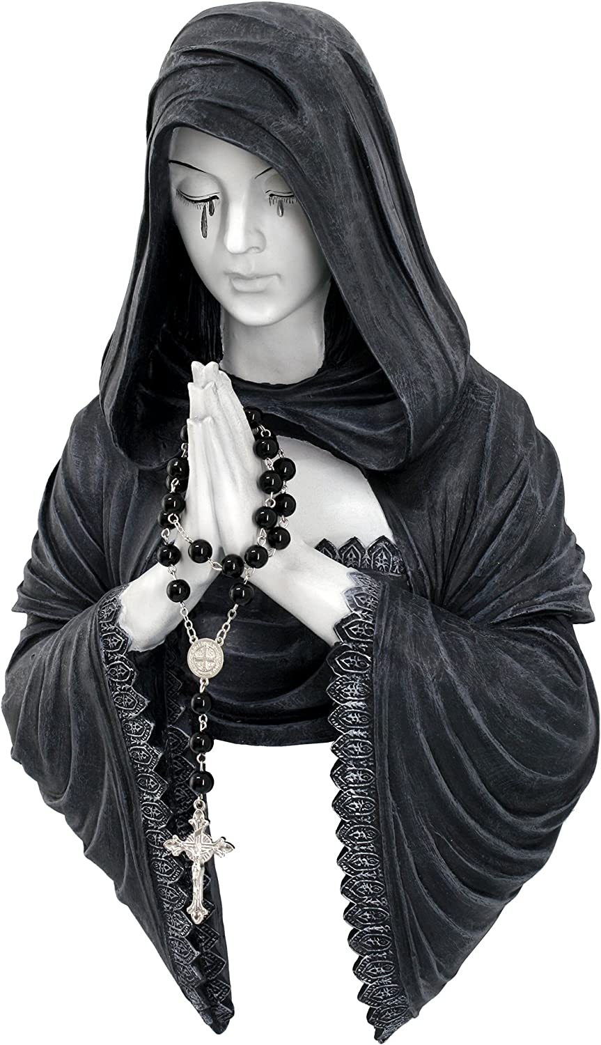Design Toscano CL0082 Gothic Prayer Wall Sculpture, 12 Inch, Black and White Finish