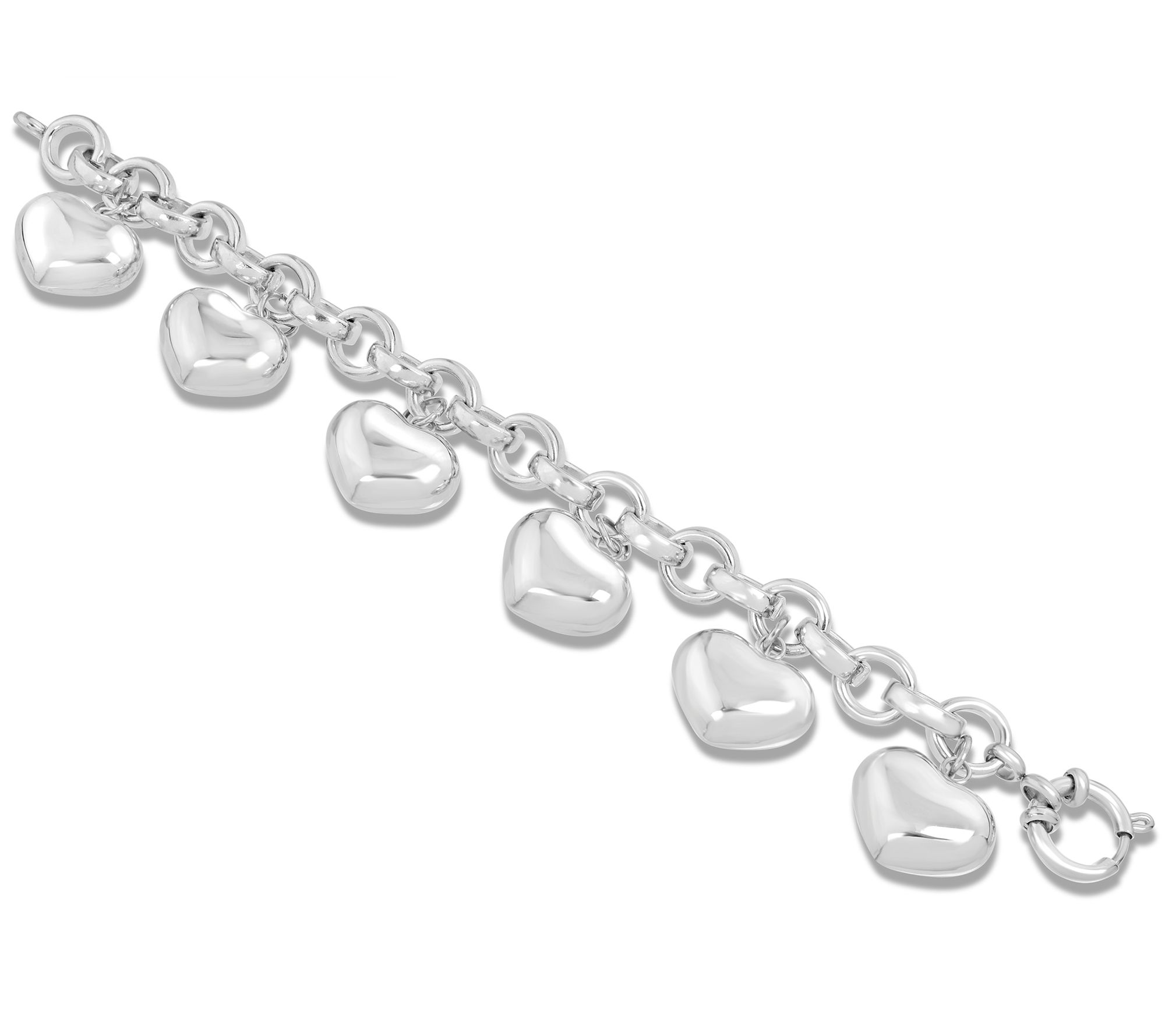 Steel by Design Puff Heart Charm Bracelet