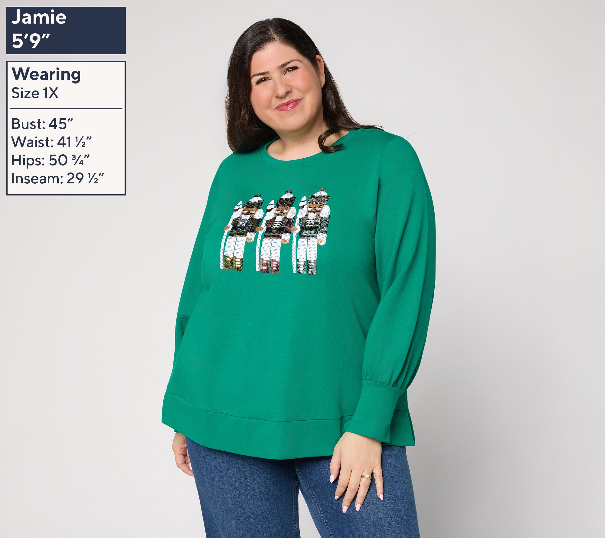 Jingle Belles by Kim Gravel Sequin Nutcracker Knit Top