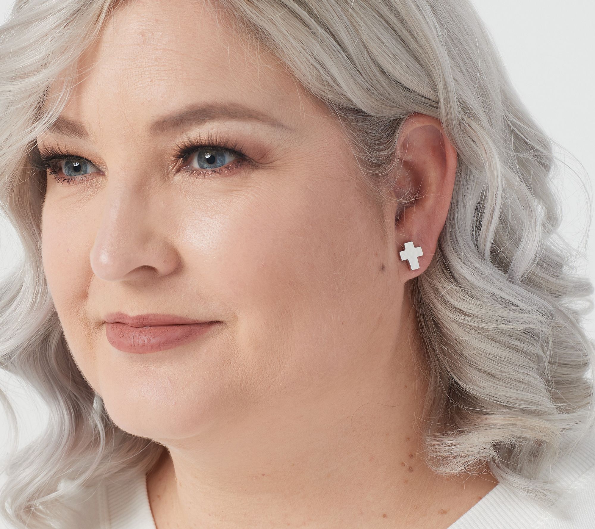 JAI Sterling Silver Symbols of Love Stud Earrings