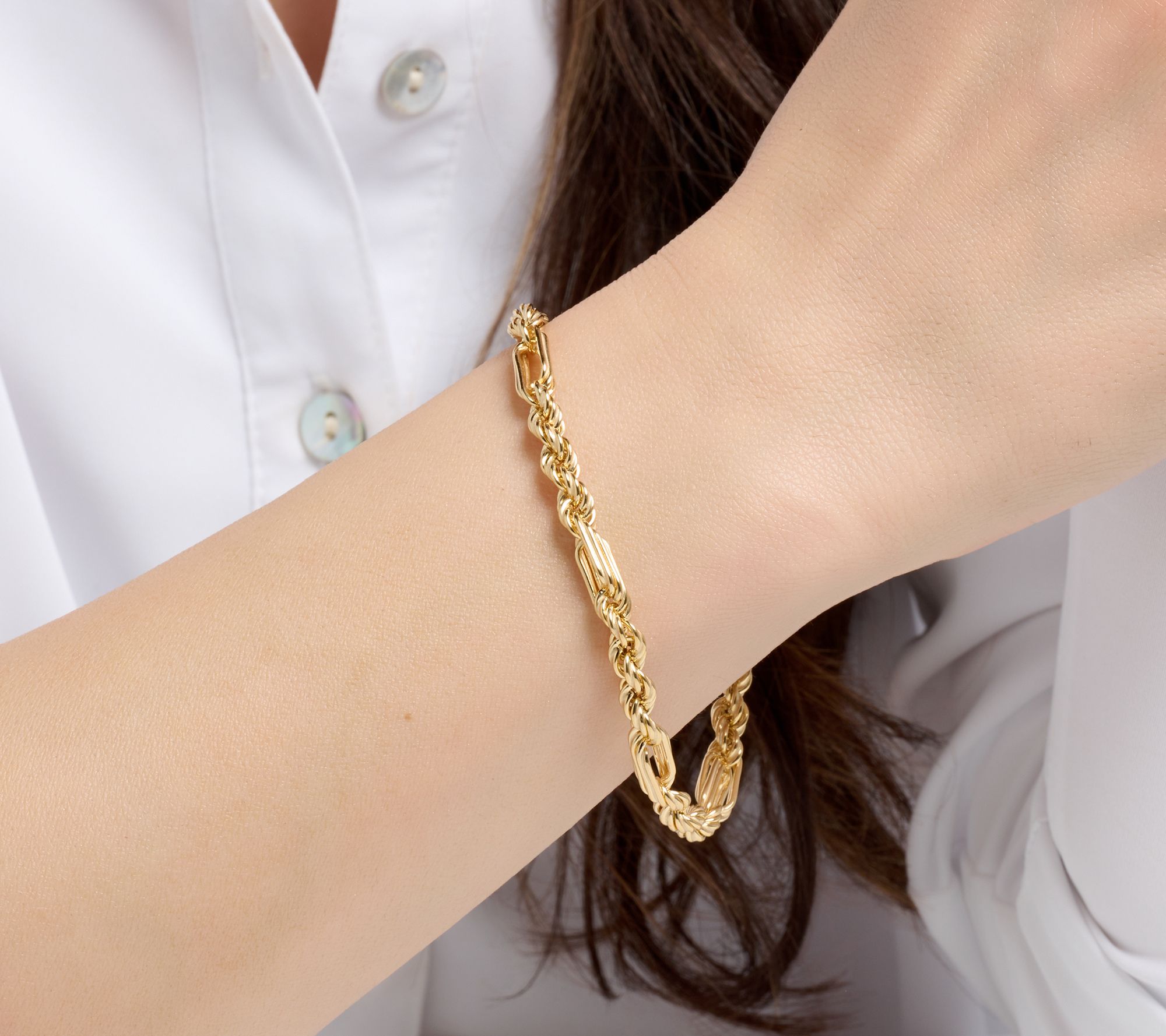 UltraFine 950 Silver Figarope Chain Magnetic Clasp Bracelet