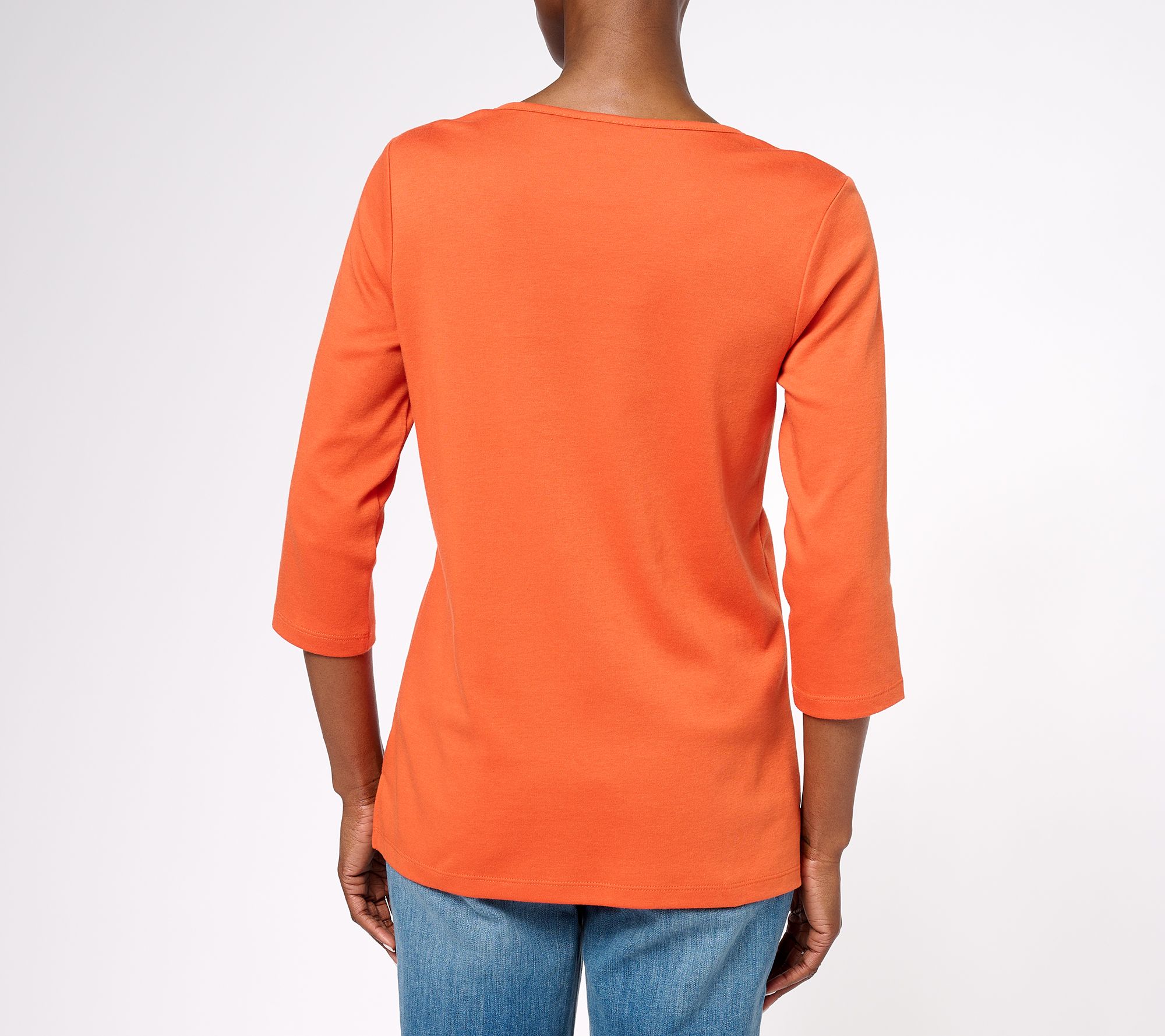 Quacker Factory The Web Embroidered V-Neck 3/4 Sleeve Top