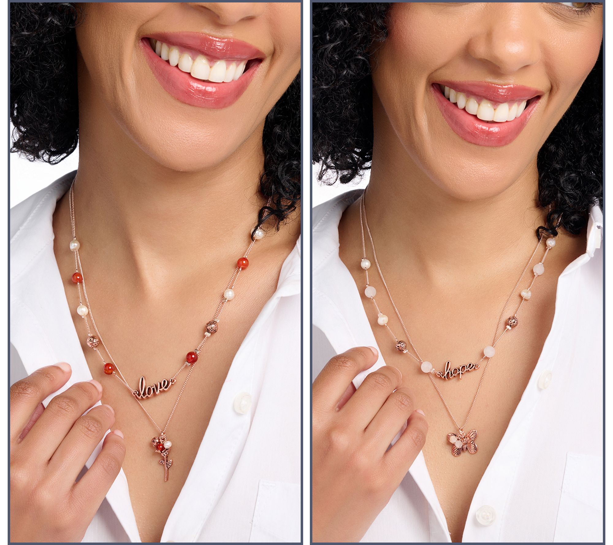 Zorbitz Set of 2 Lava Bead Inspirational Necklaces