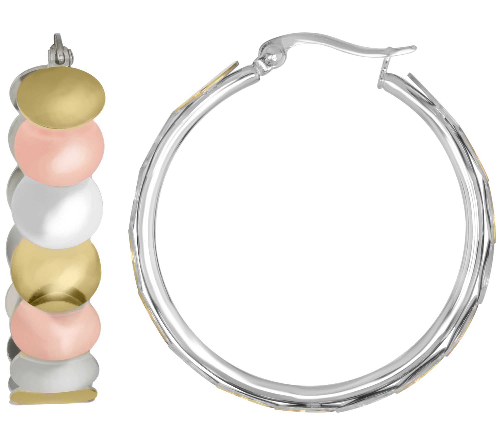 Steel by Design Tri-Color Disc Hoop Earrings