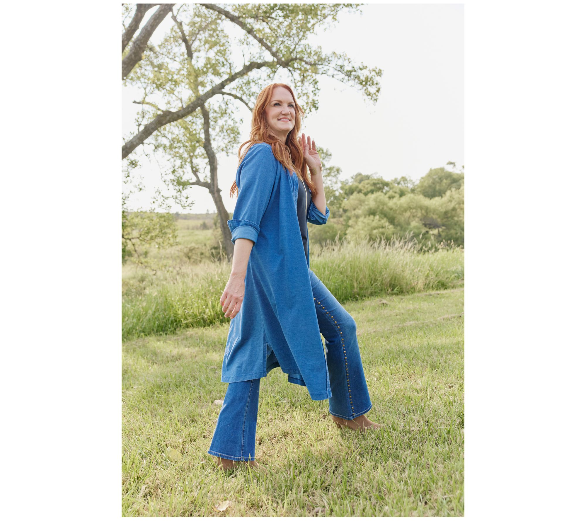 Ree by The Pioneer Woman Regular Knit Denim Shirt Dress