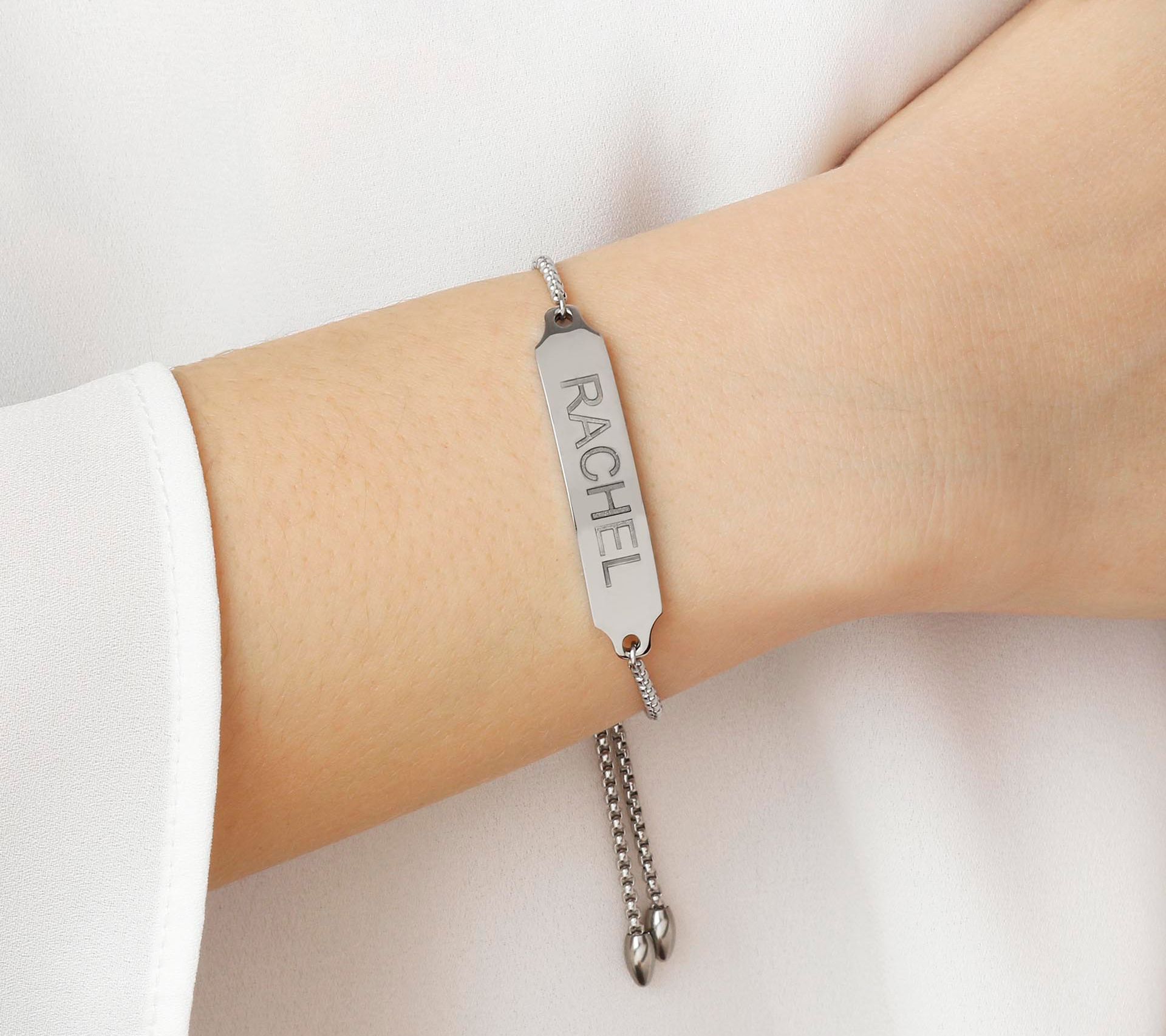 Steel by Design Personalized Polished Adjustabl e Bracelet
