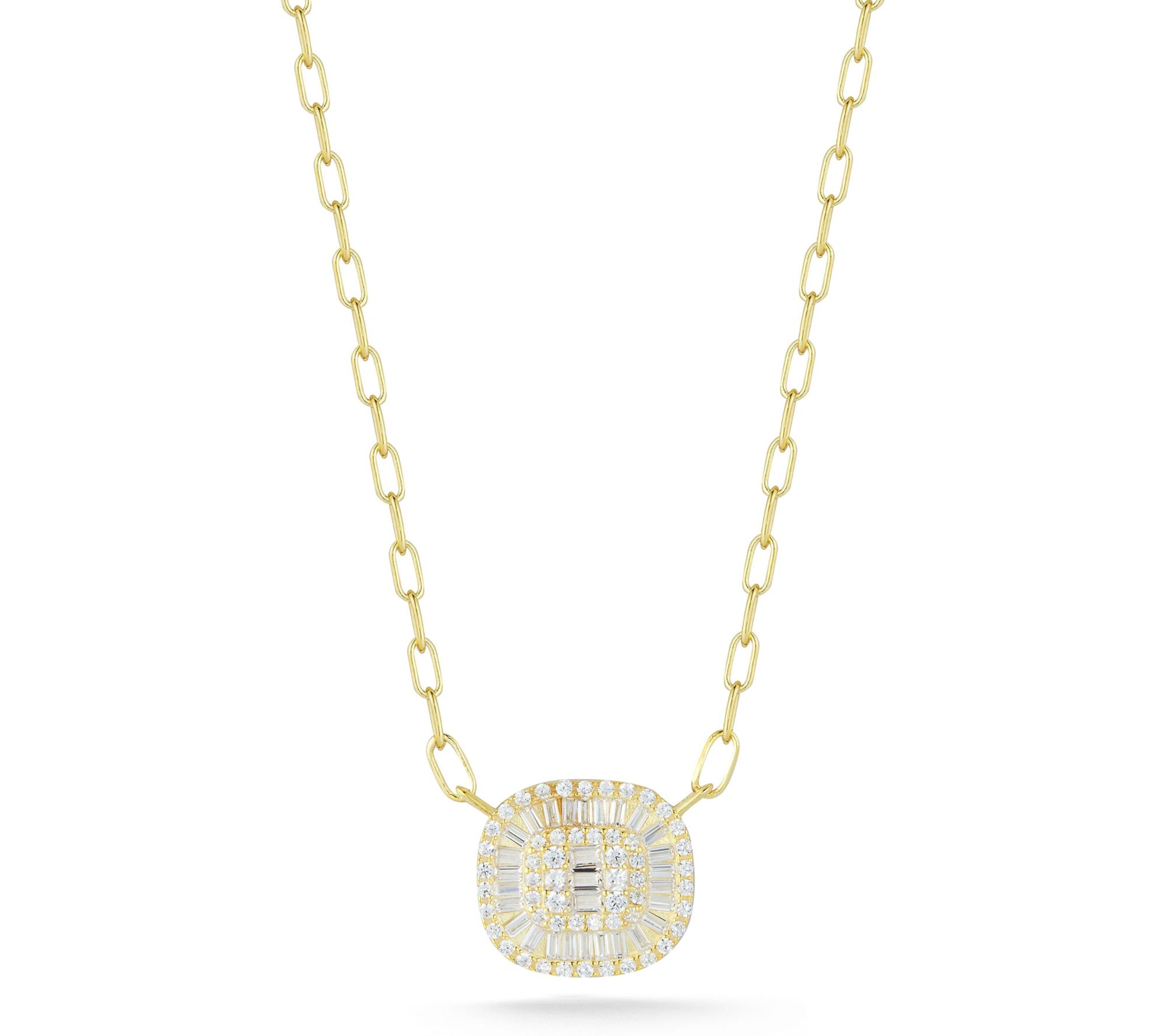 Sterlina Silver Pave Illusion Necklace, 14K Gold Plated