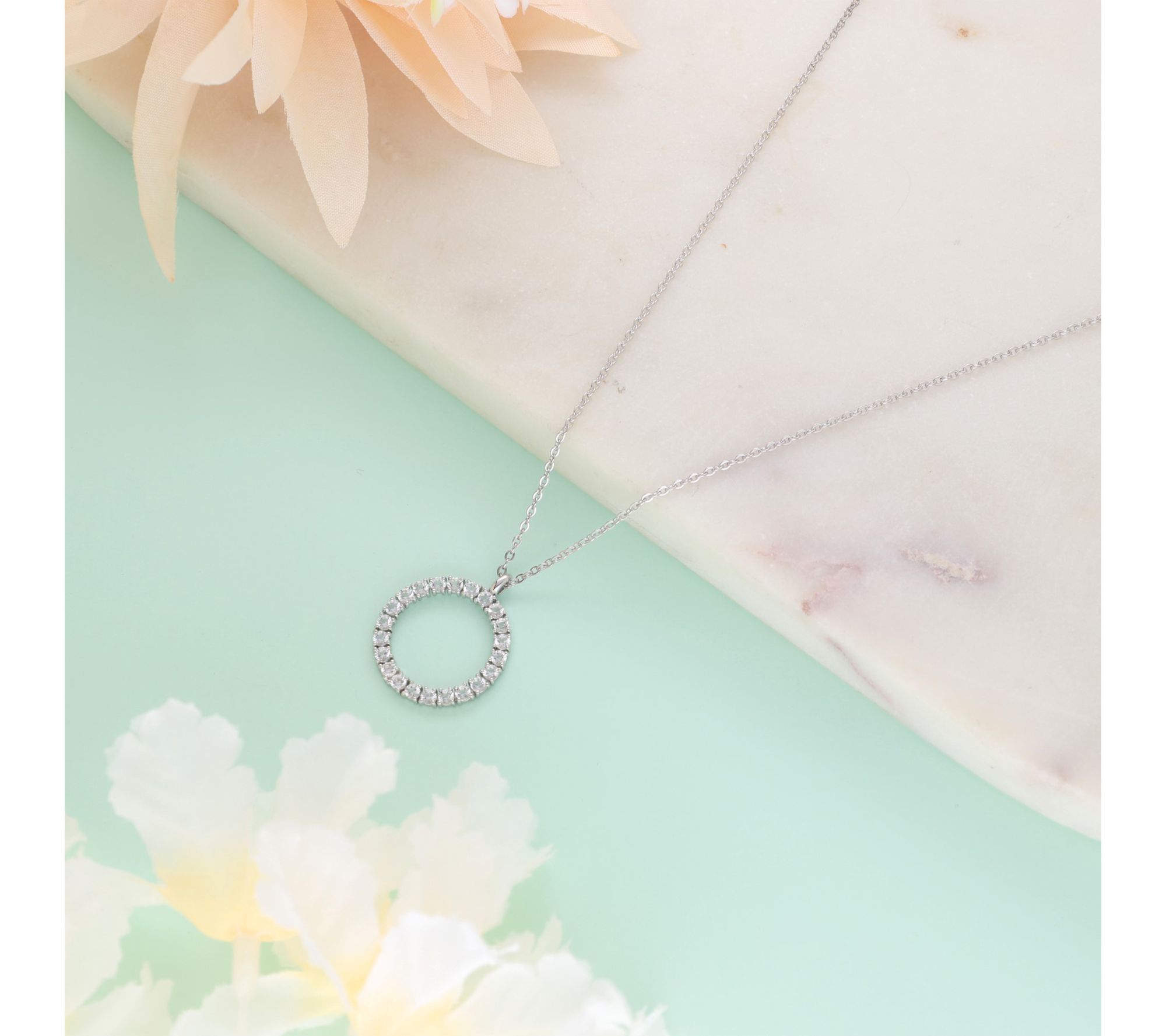 Ariva Sterling Silver White Topaz Cleo Necklace
