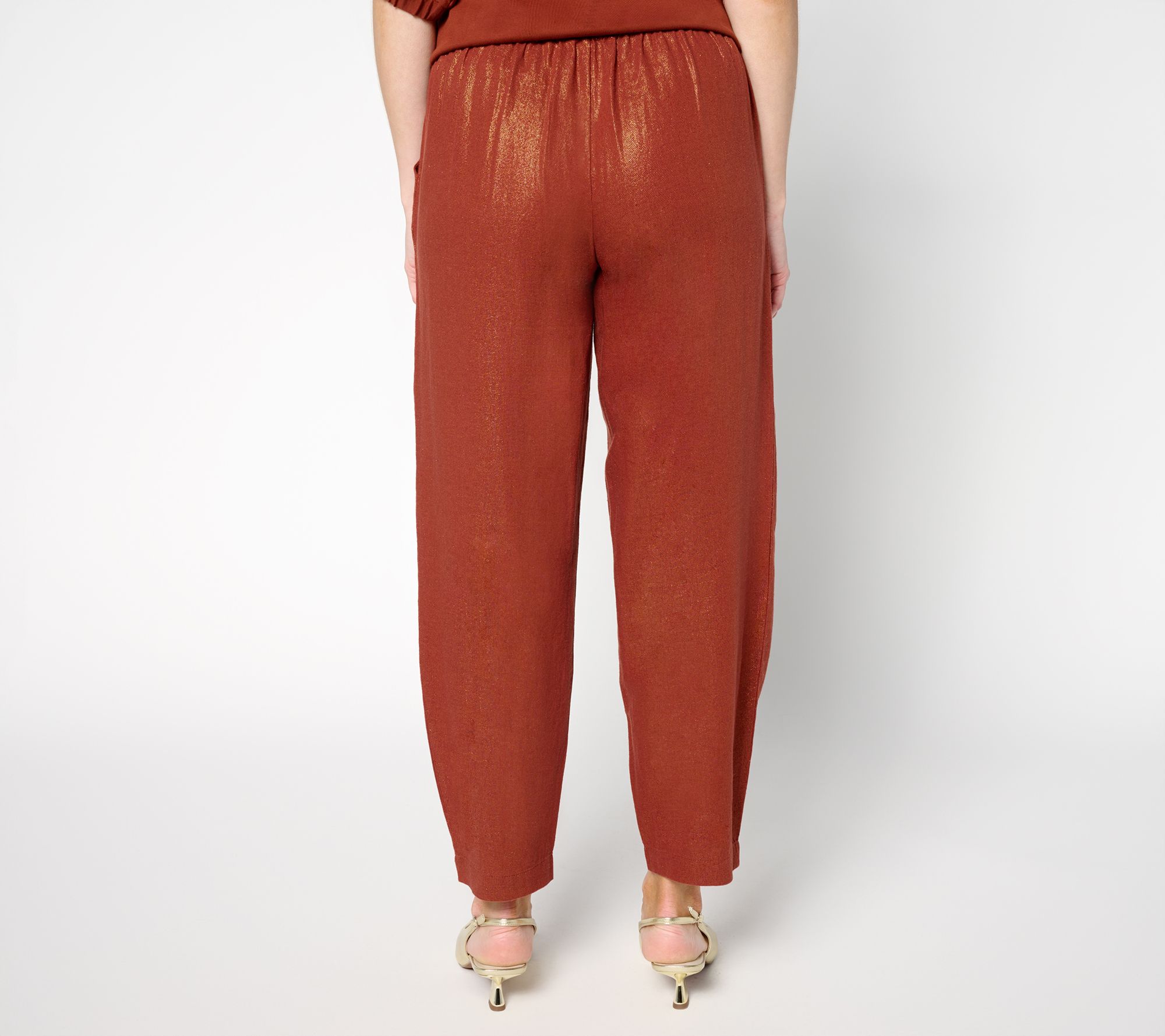 Carla Rockmore Collection Regular Foil Linen Blend Lantern Pant