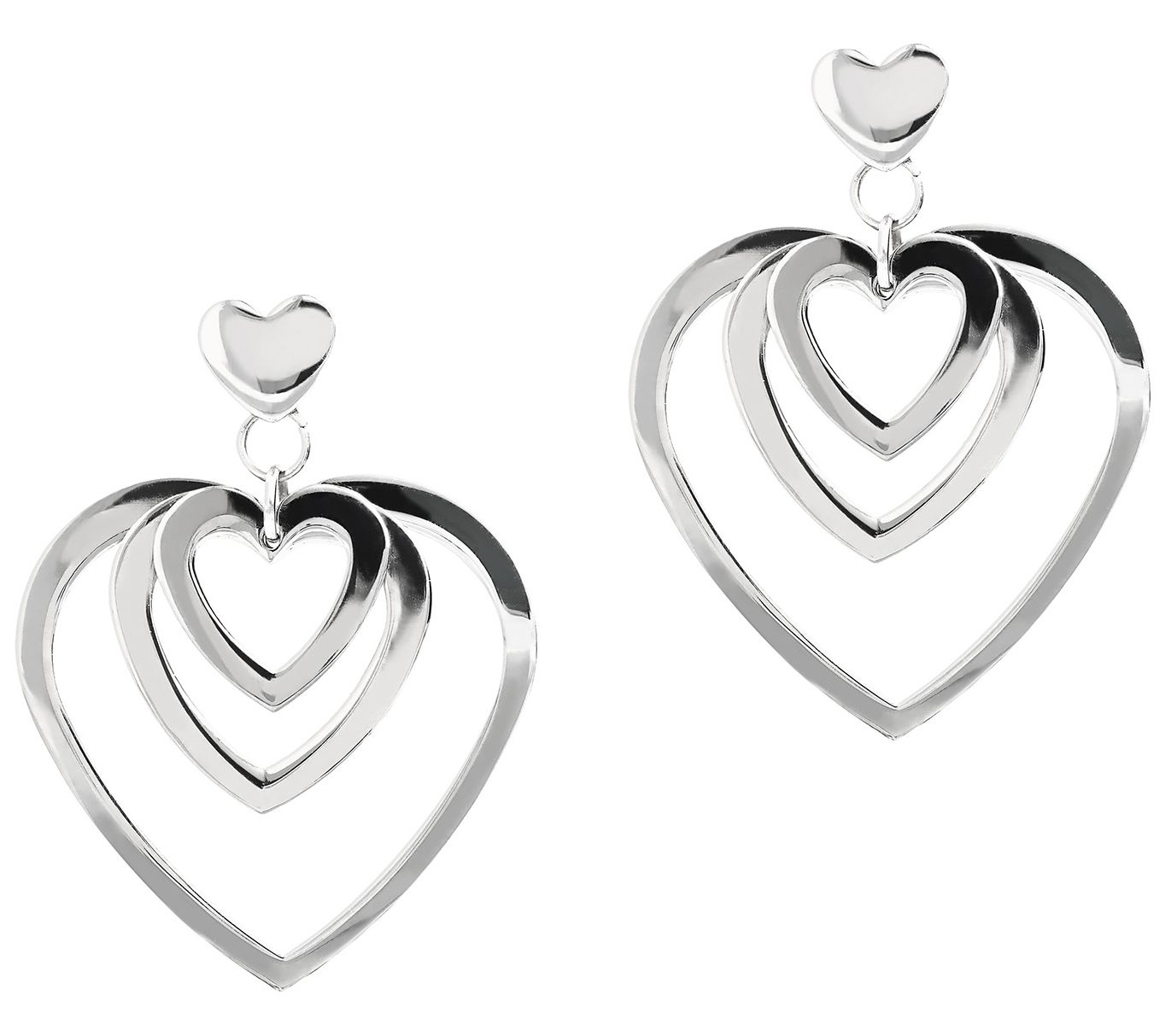 Steel by Design Graduated Heart Dangle Earrings