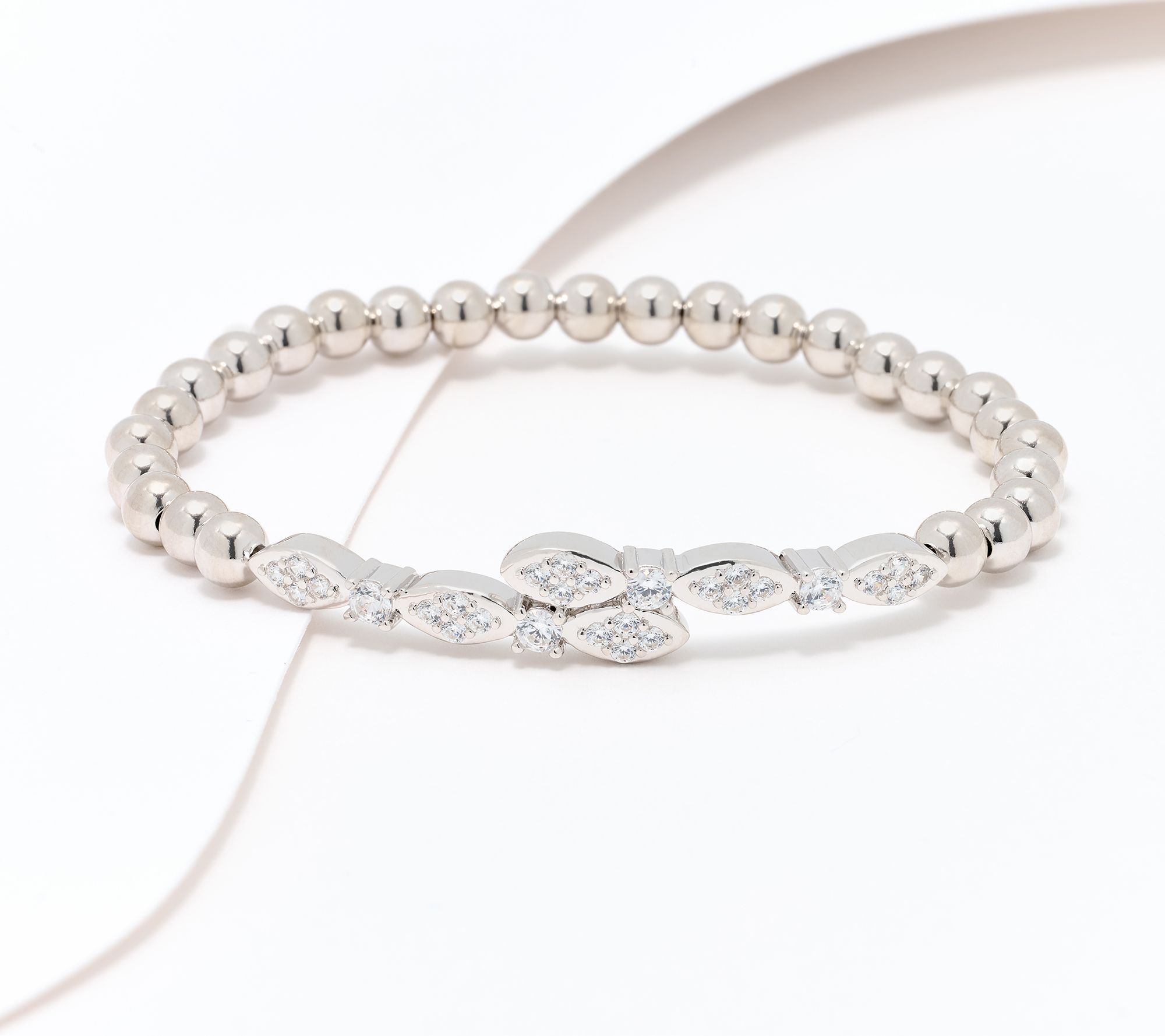 Diamonique x Kathy Levine Marquise Kiss Stretch Bracelet, Sterl