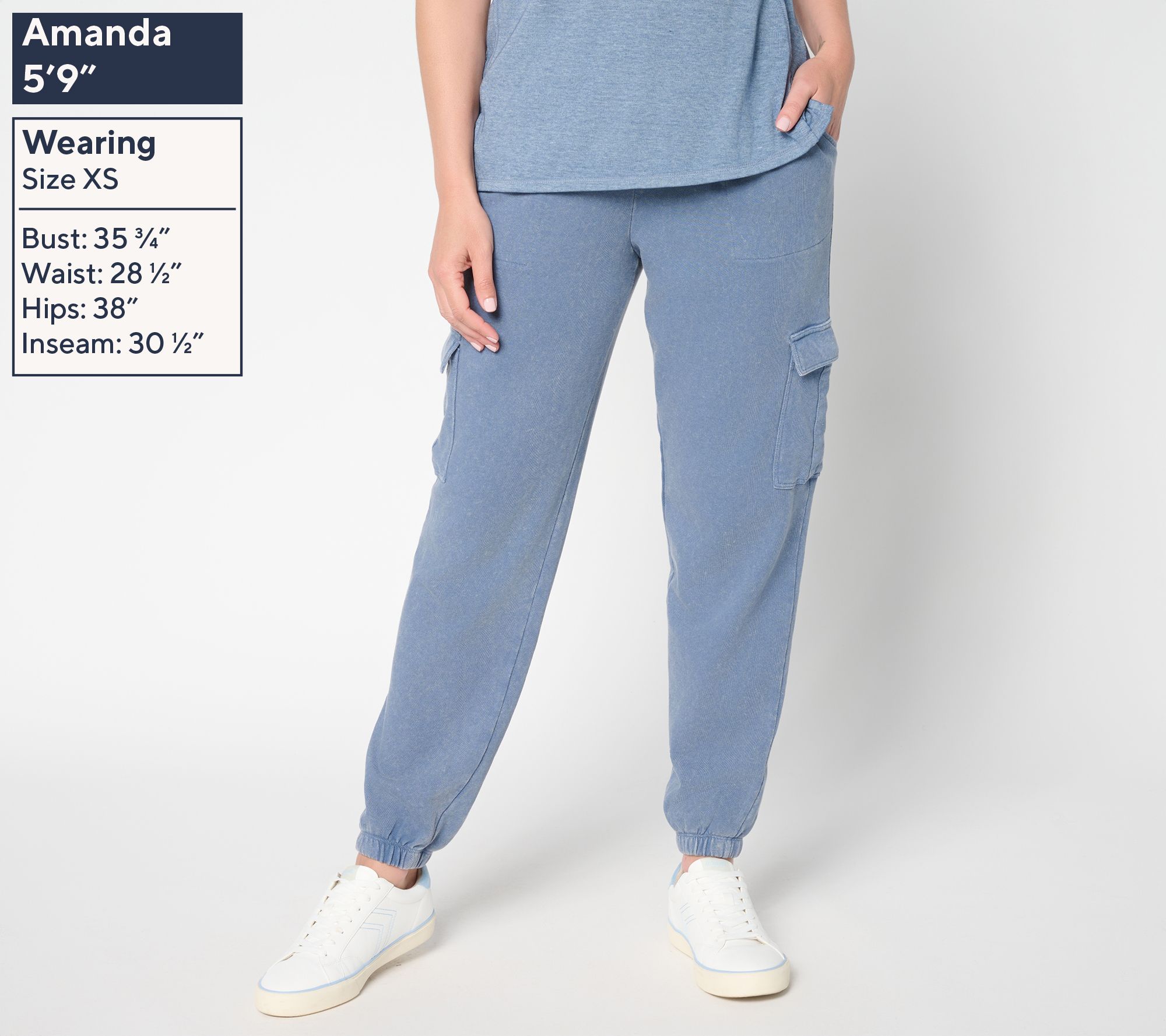 AnyBody Regular Washed French Terry Cargo Jogger Pant