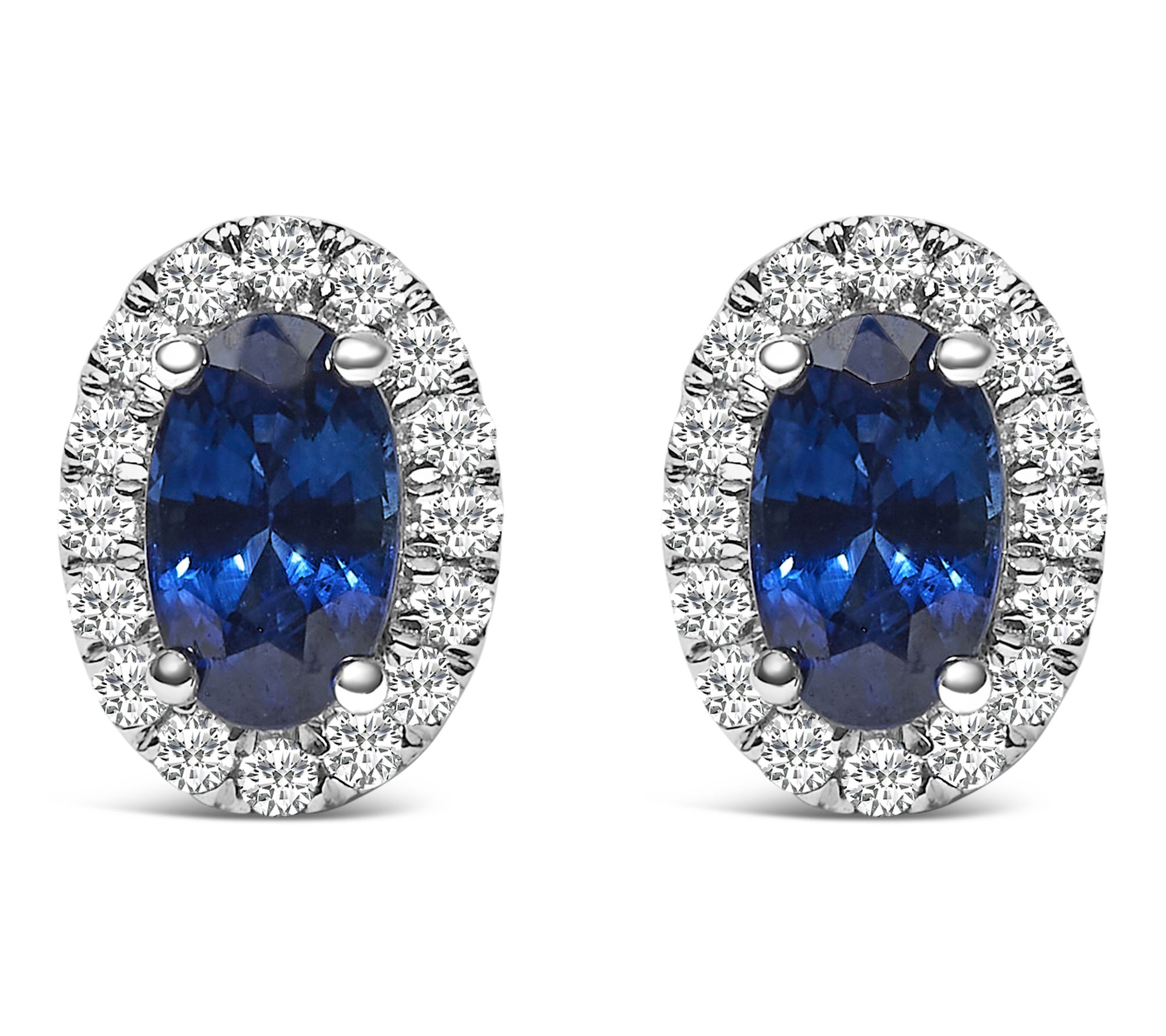 Haus of Brilliance Sapphire & Diamond Halo Earrings, 10K Gold