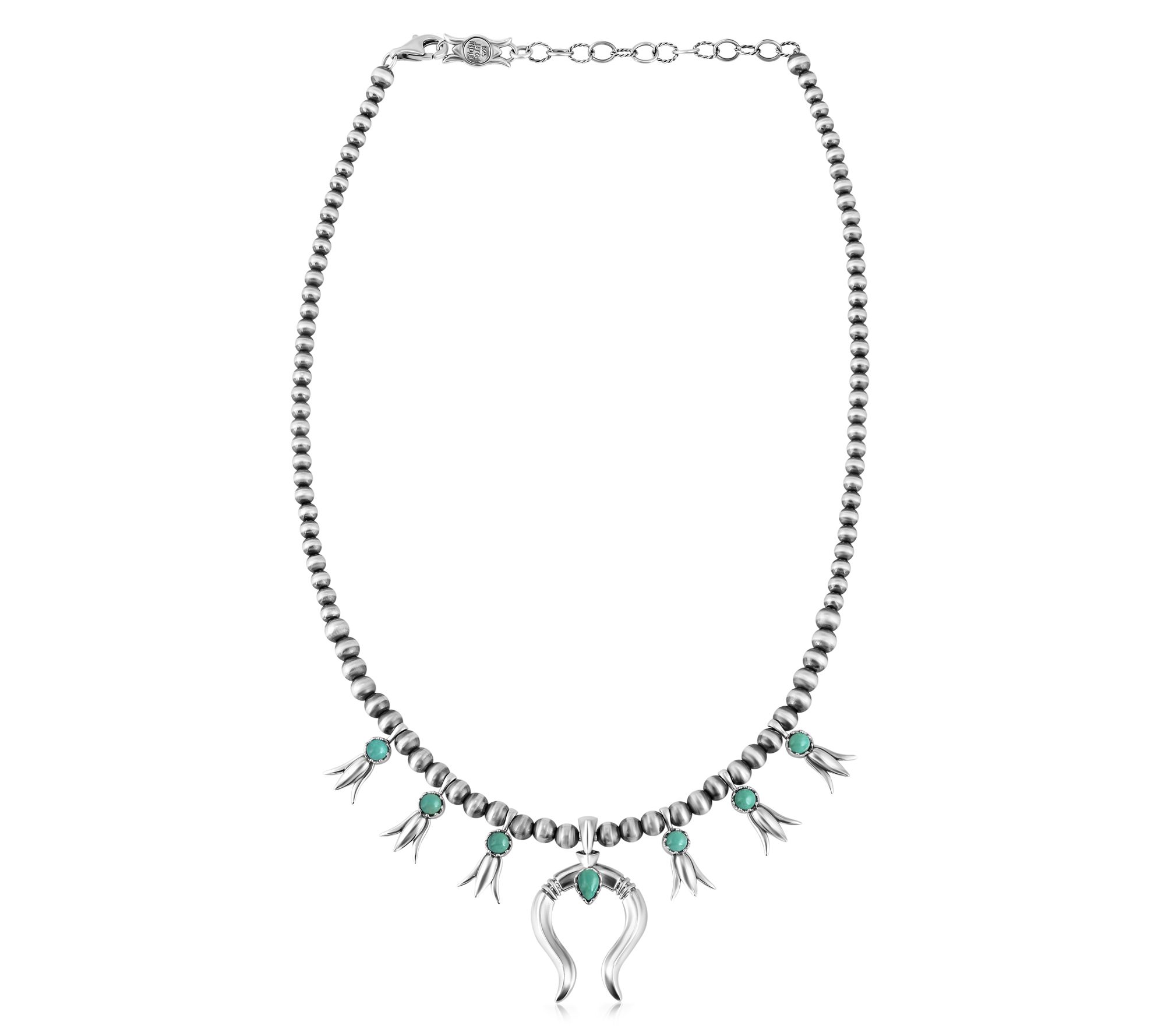 American West Sterling Squash Blossom GemstoneNecklace