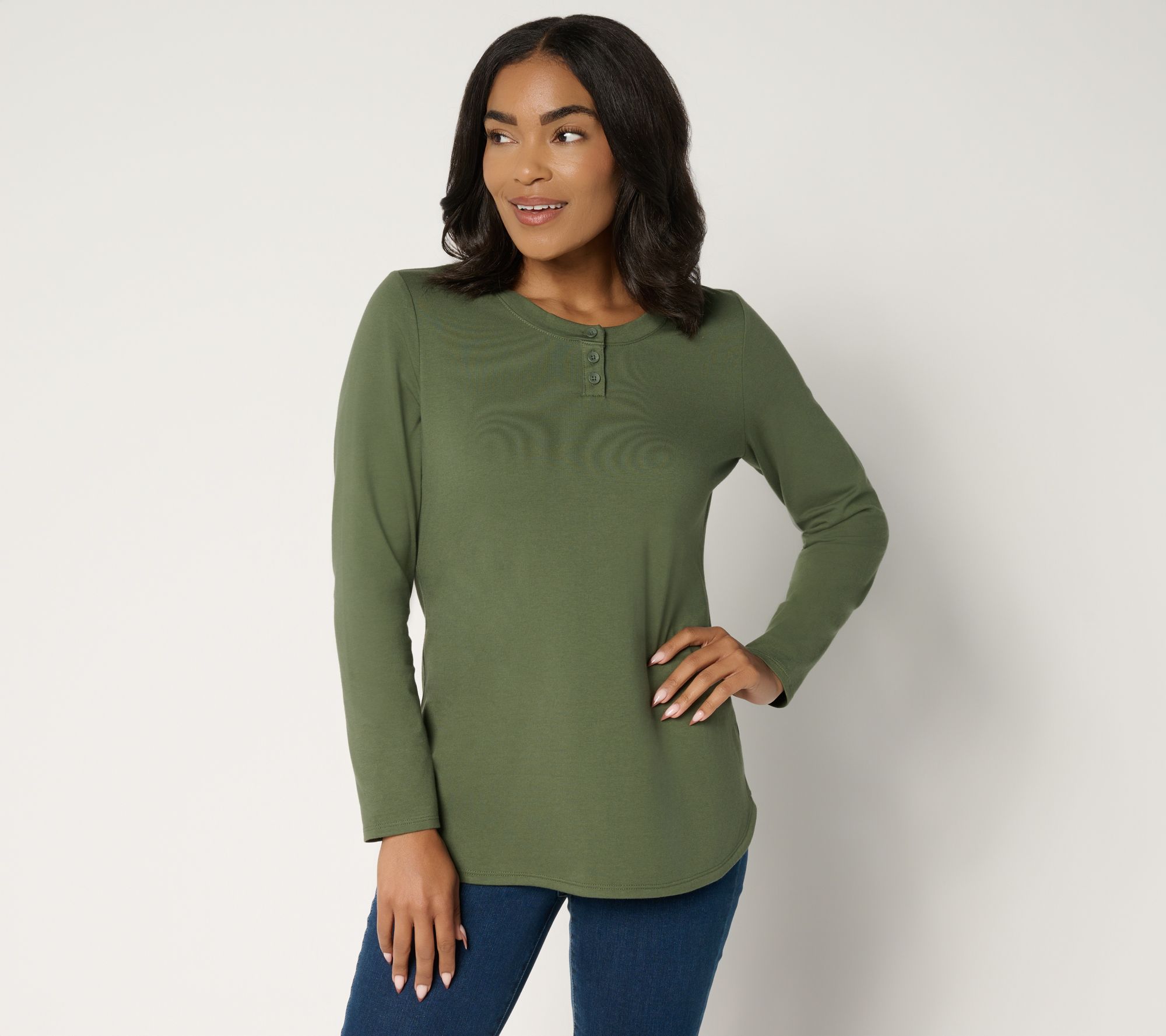 Denim & Co. Essentials Regular Perfect Jersey Henley Tunic
