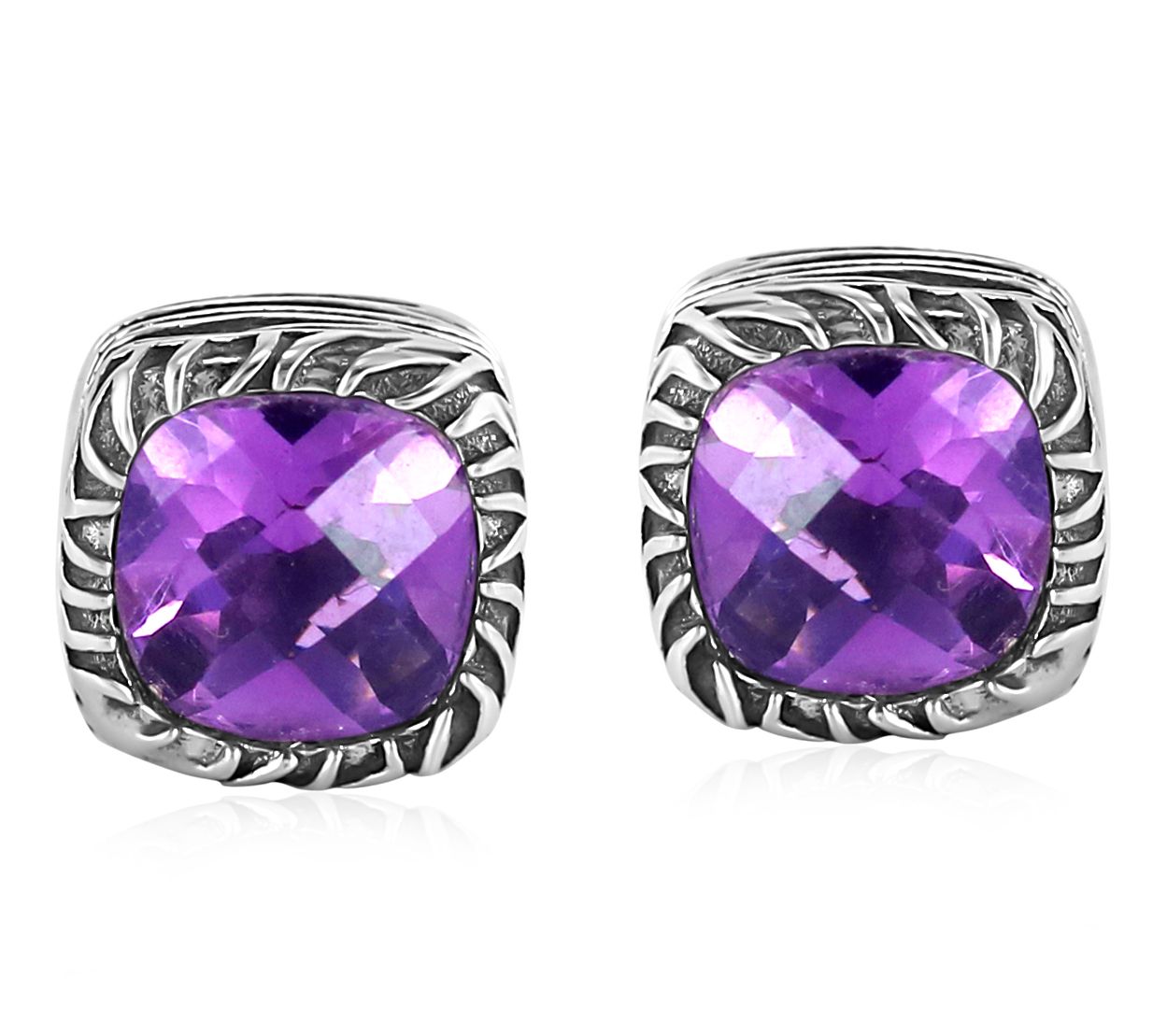 Christian James by Scott Grimes Sterling Cushion Cut Earrings