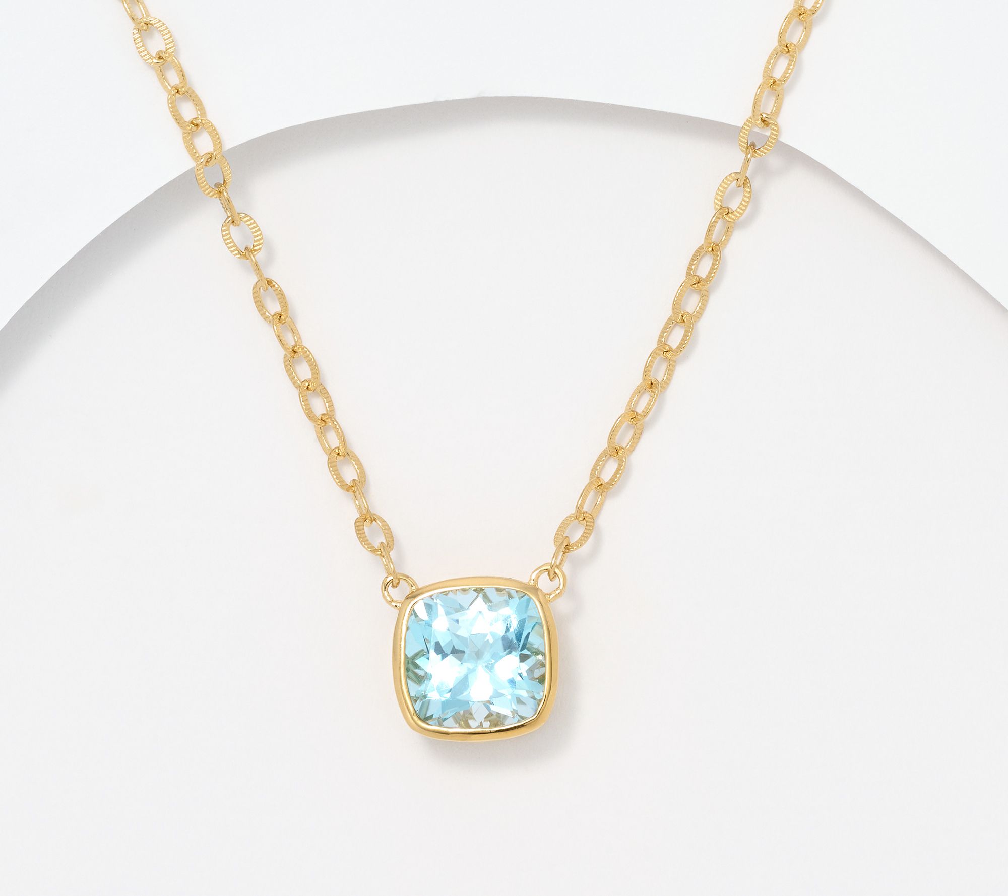 Affinity Gems Cushion Cut Bezel Necklace 14K Plated