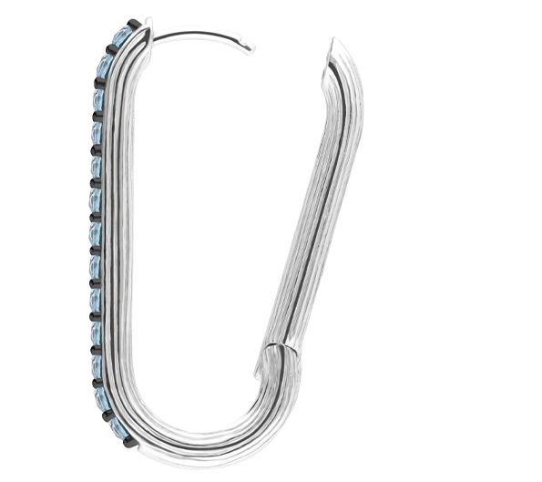 Ariva Sterling Silver Blue Topaz Oval Hoop Earrings